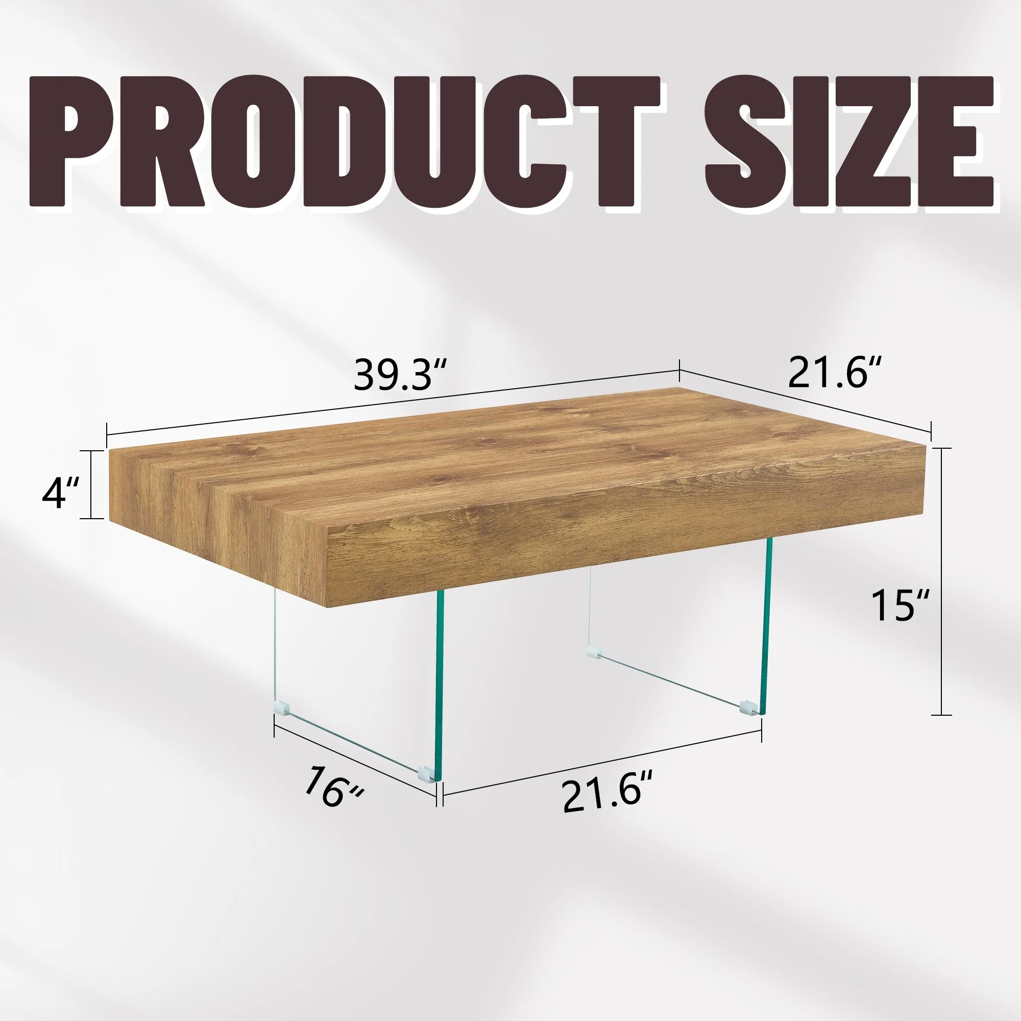 Style Mdf Coffee Table - Tempered Glass Legs.Density Board Sticker,Reinforced Glass