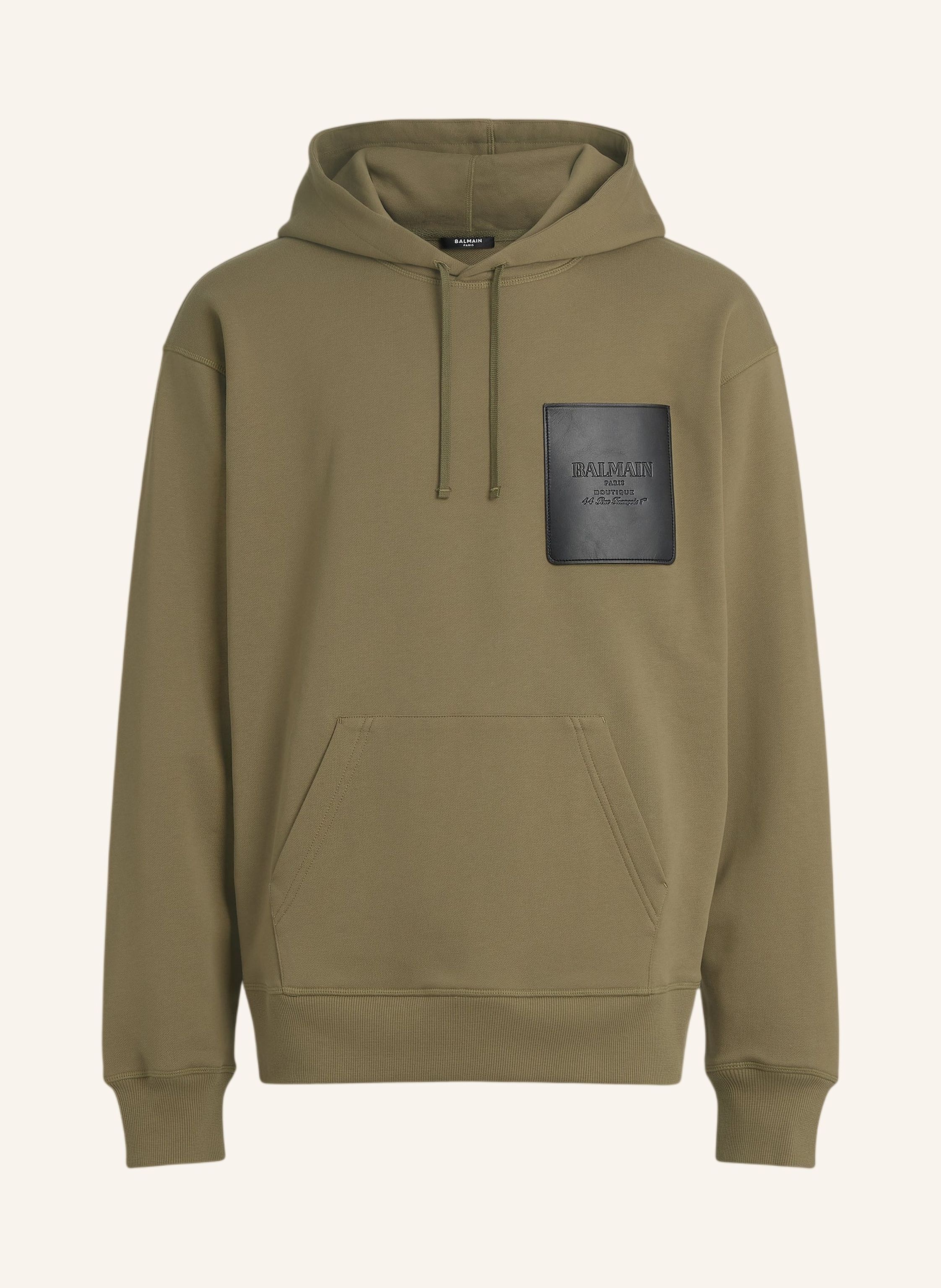 BALMAIN Kapuzenpullover mit Balmain Vintage-Etikett aus Leder