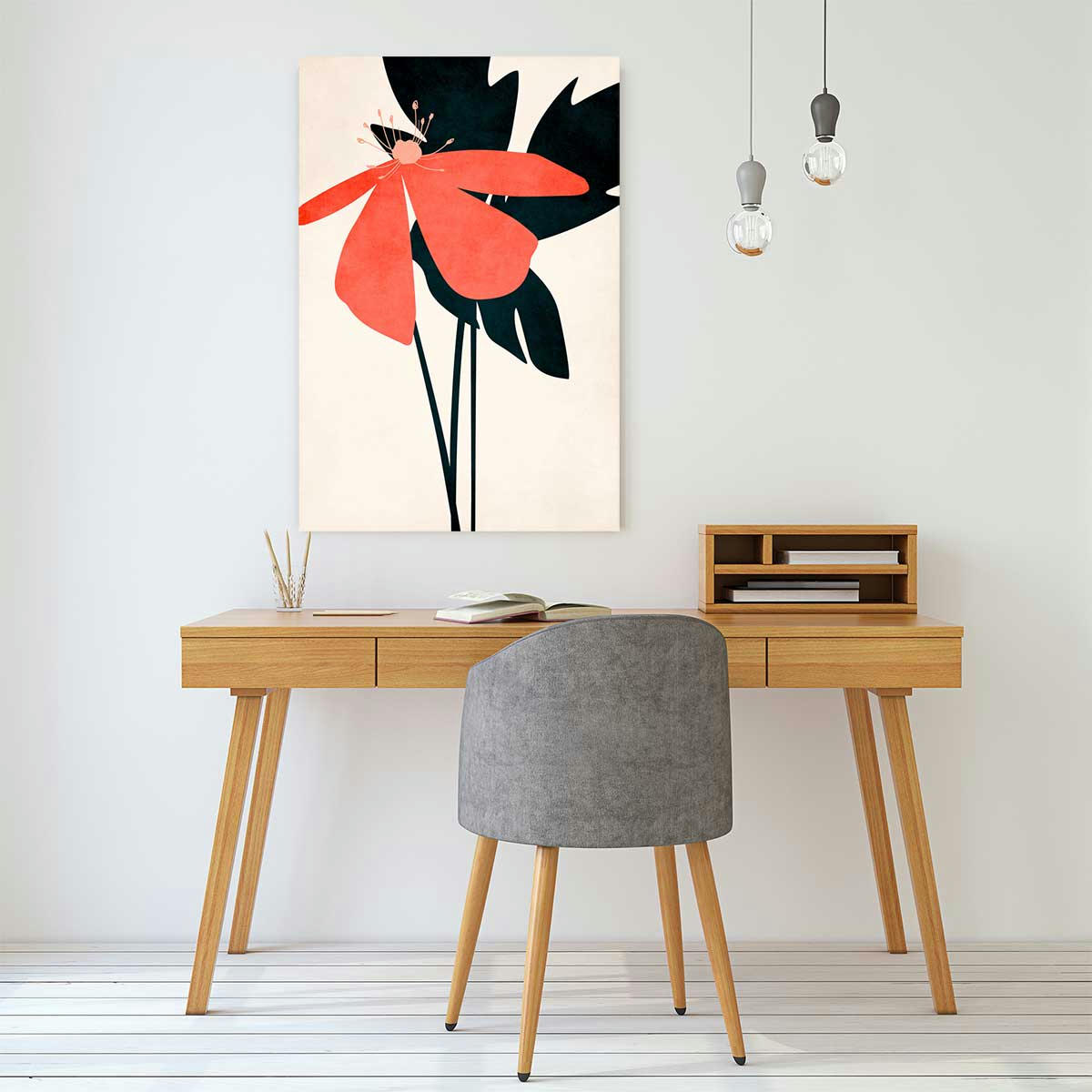 - Tableau Coeur de fleurs imprimé sur toile 40x60cm