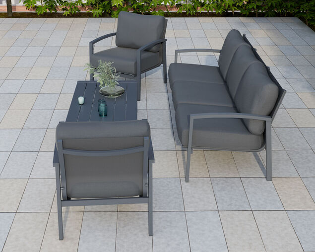 Jette 5 Seater Lounge Setting Bundle - Gunmetal Grey