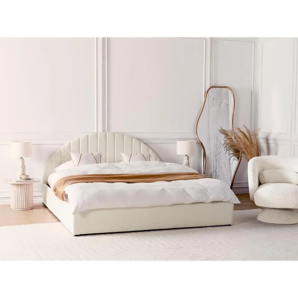 CHADENET - Tweepersoonsbed - Gebroken wit - 180 x 200 cm - Boucl&eacute;