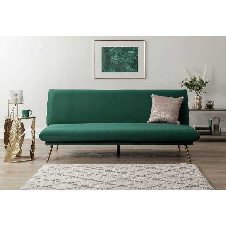 Habitat Matteo Velvet 2 Seater Sofa Bed - Green