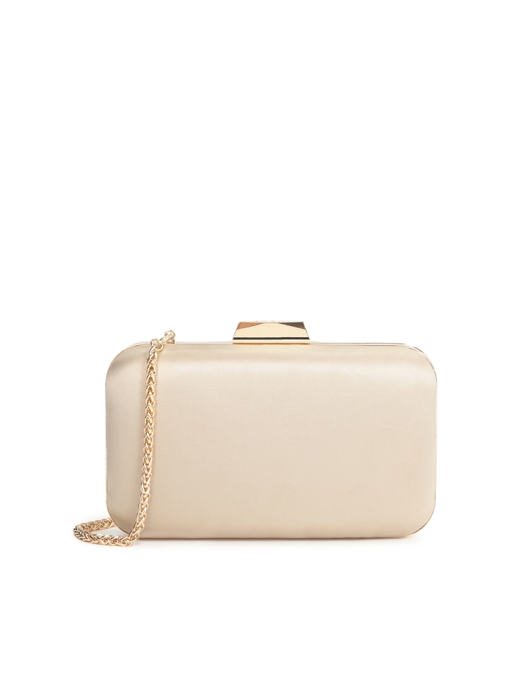 Beige wedding bag in the form of a rigid box