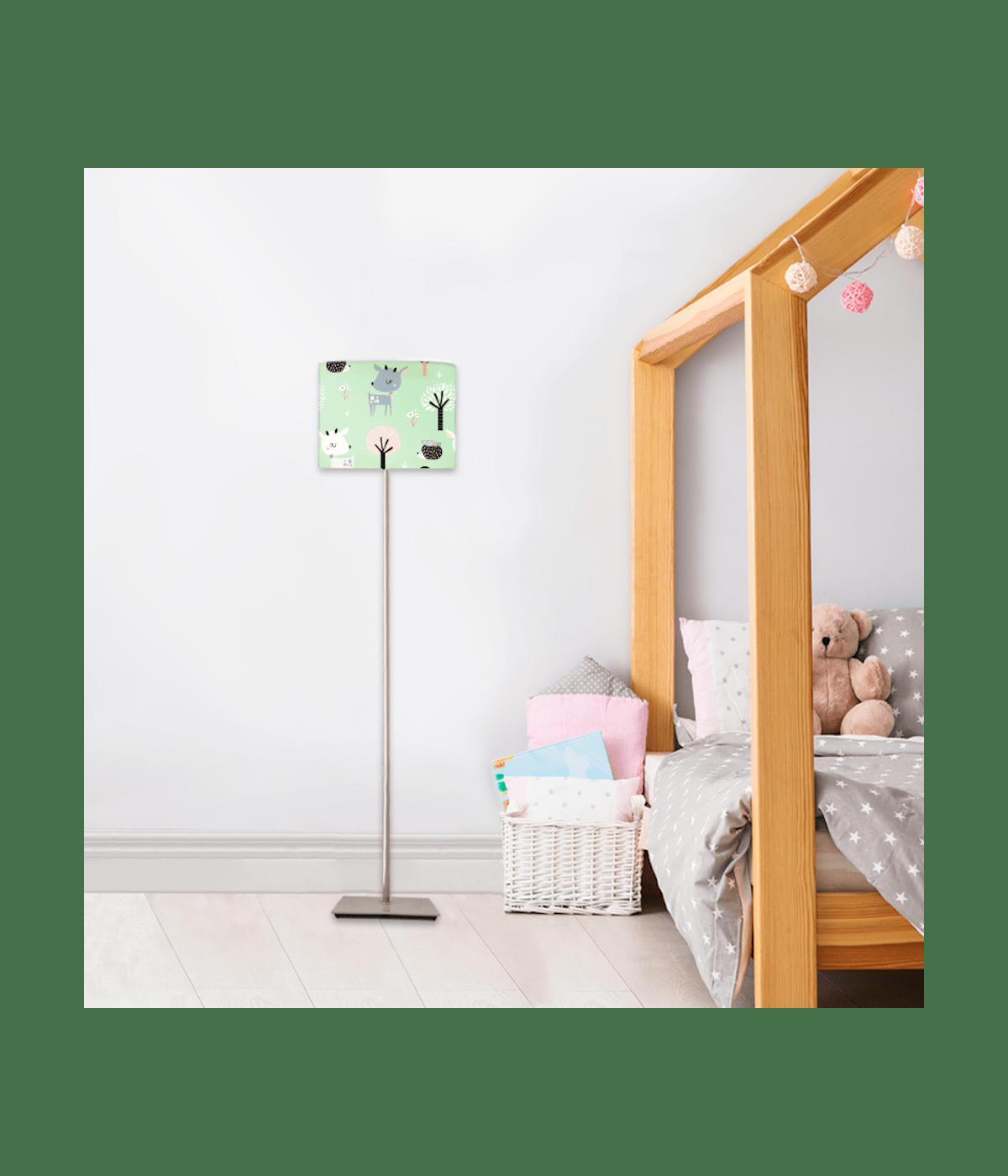 ENFANT - Abat-jour lampadaire enfant Rennes Vert Pastel D: 45 x H: 25
