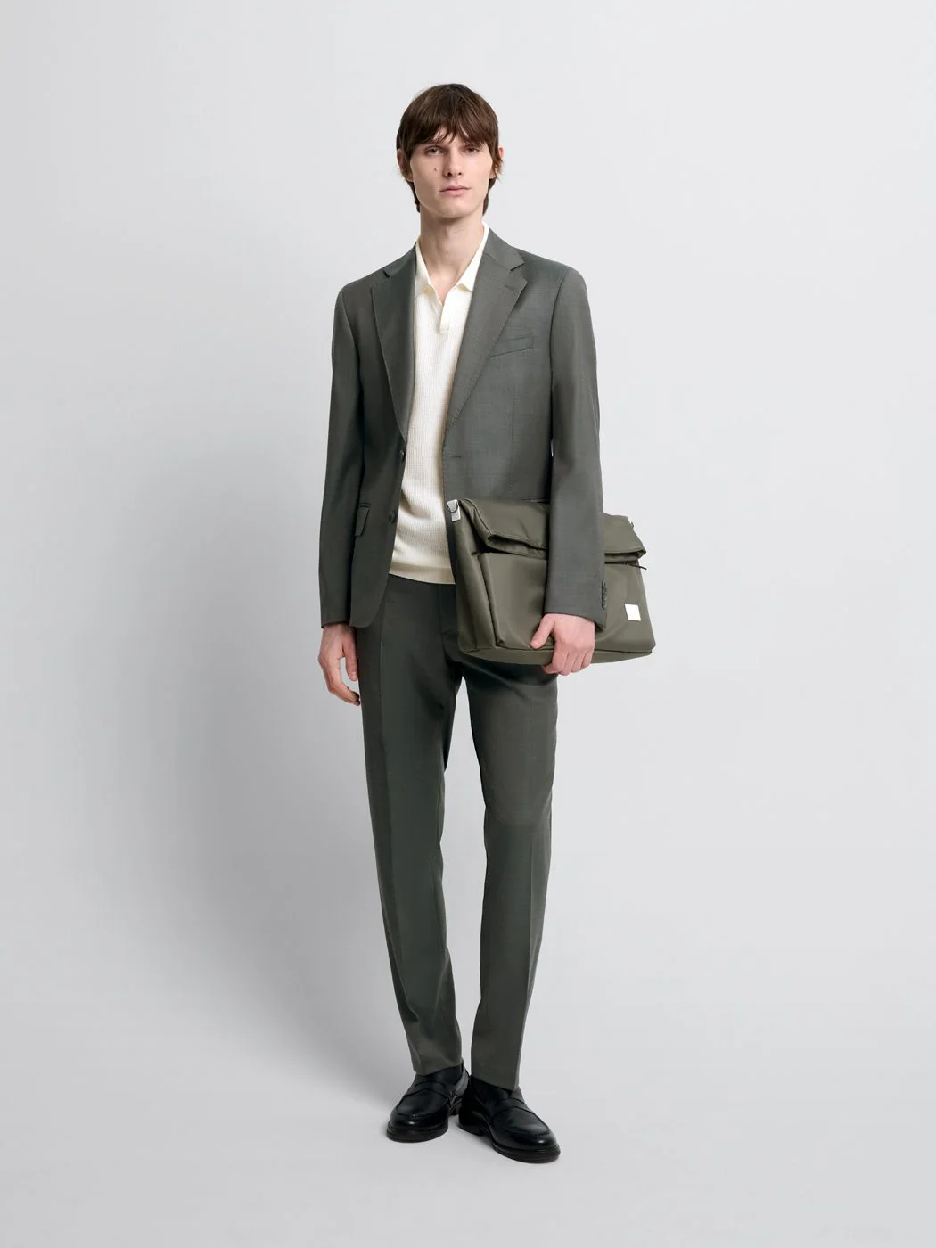 Costume 2 pièces slim en laine vert