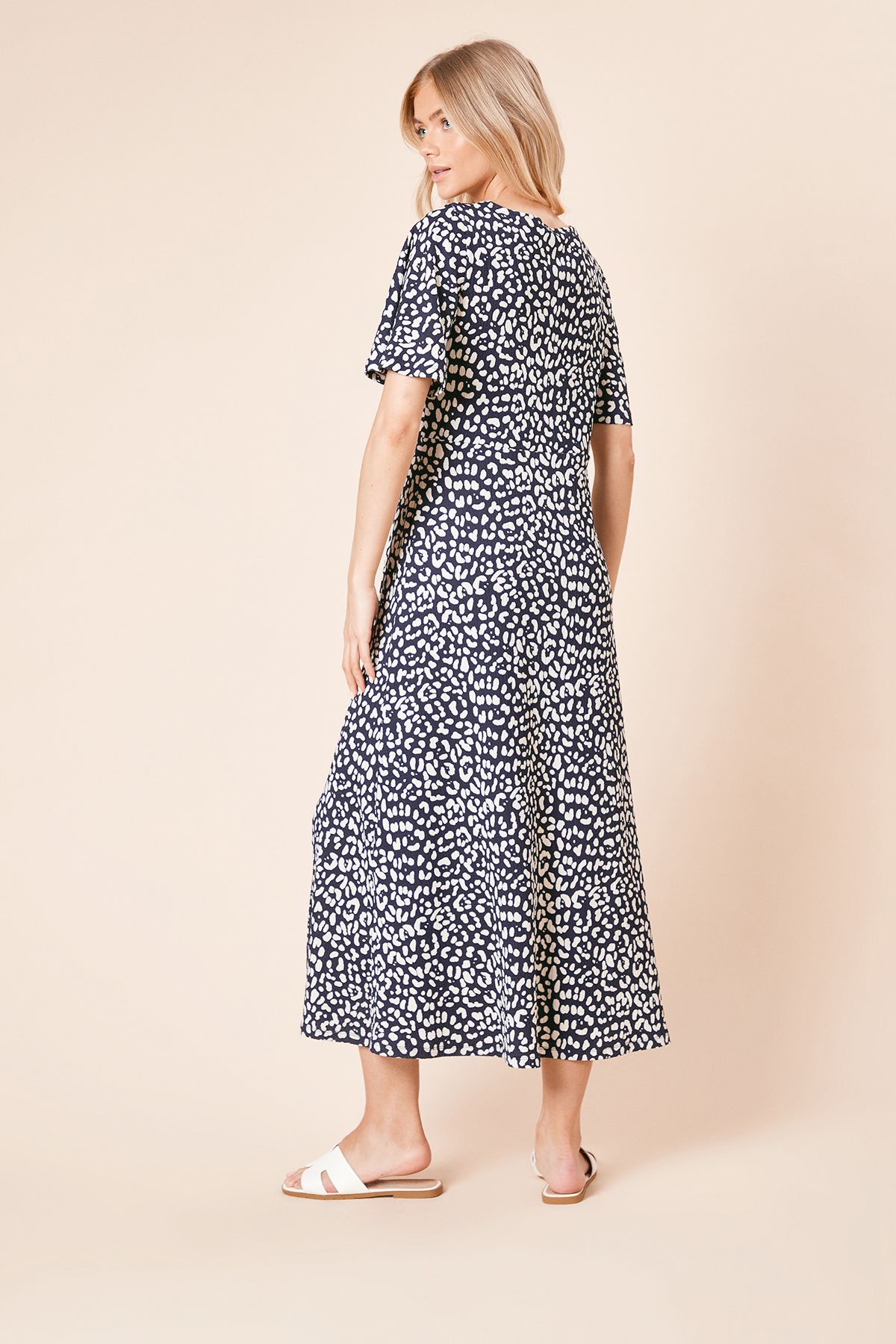 Dorothy Perkins Navy Leopard Angel Sleeve Midi Dress