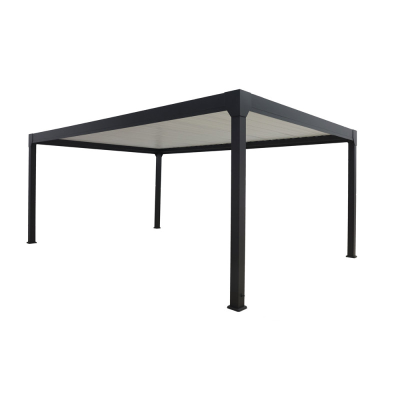Pergola bioclimatique motorisée Pianela LDD noir sable 4 x 4 x 2,5 m