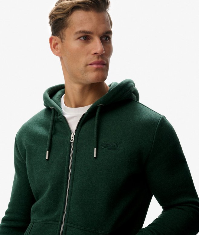 Vintage Logo Embroidered Zip Hoodie