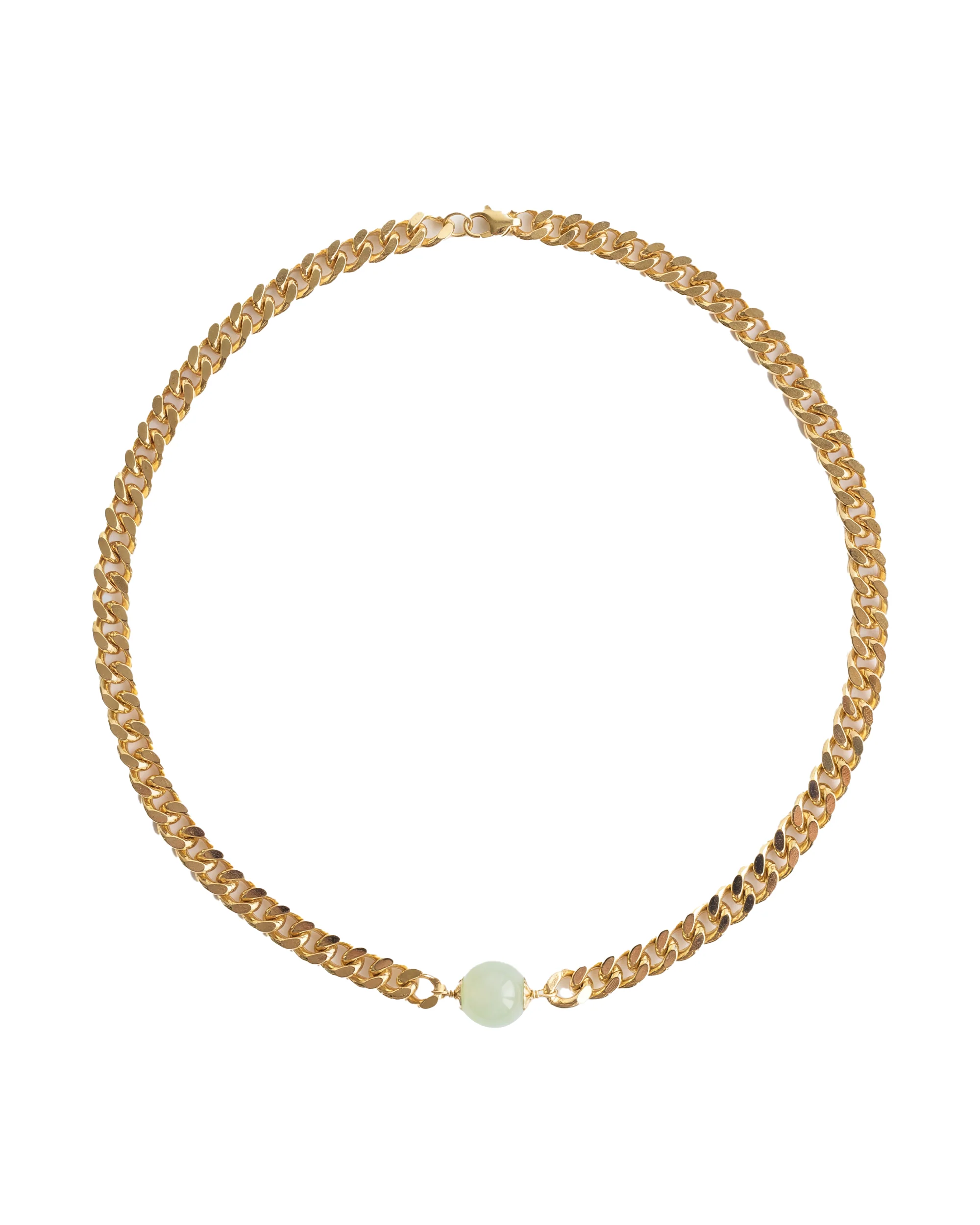 Charlotte — Green Jade Gold Chain Necklace