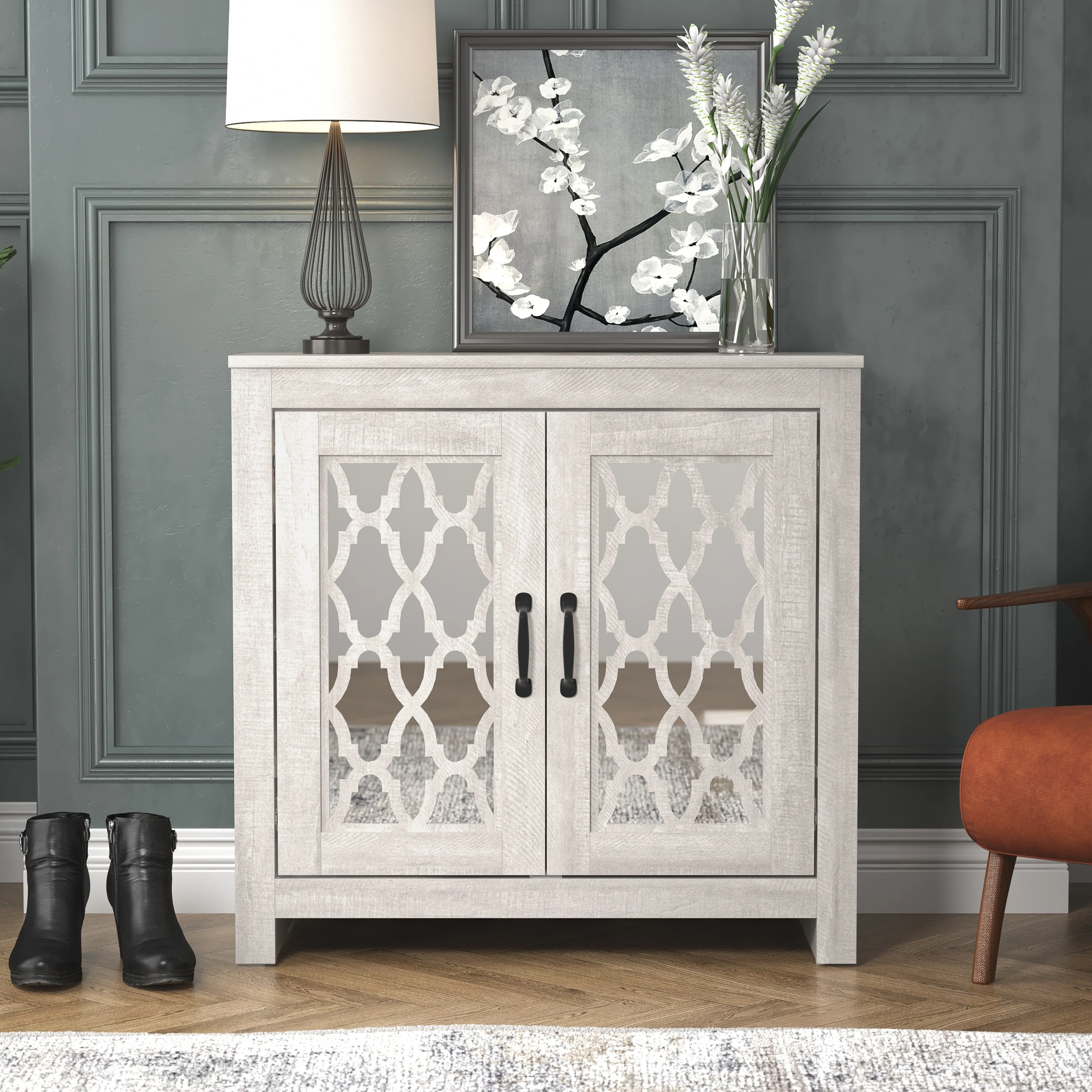 Heron 30.2 in. H X 30.9 in. W 12 Pairs 2 Doors Shoe Cabinet