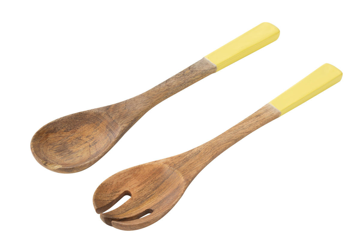 J-Line slabestek - mangohout - geel/naturel - 2 stuks