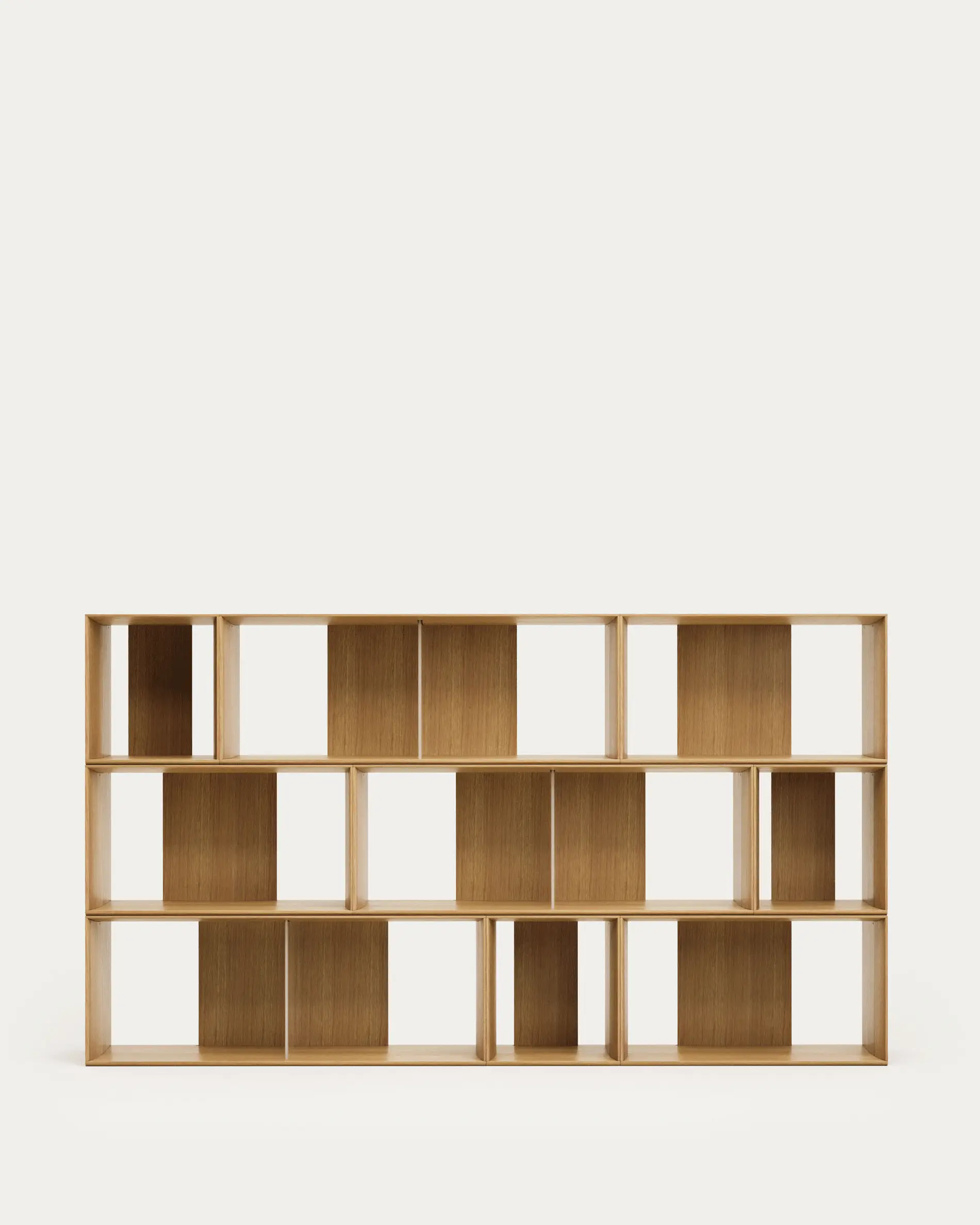 Set Litto de 9 estanterías modulares de chapa de roble 202 x 114 cm