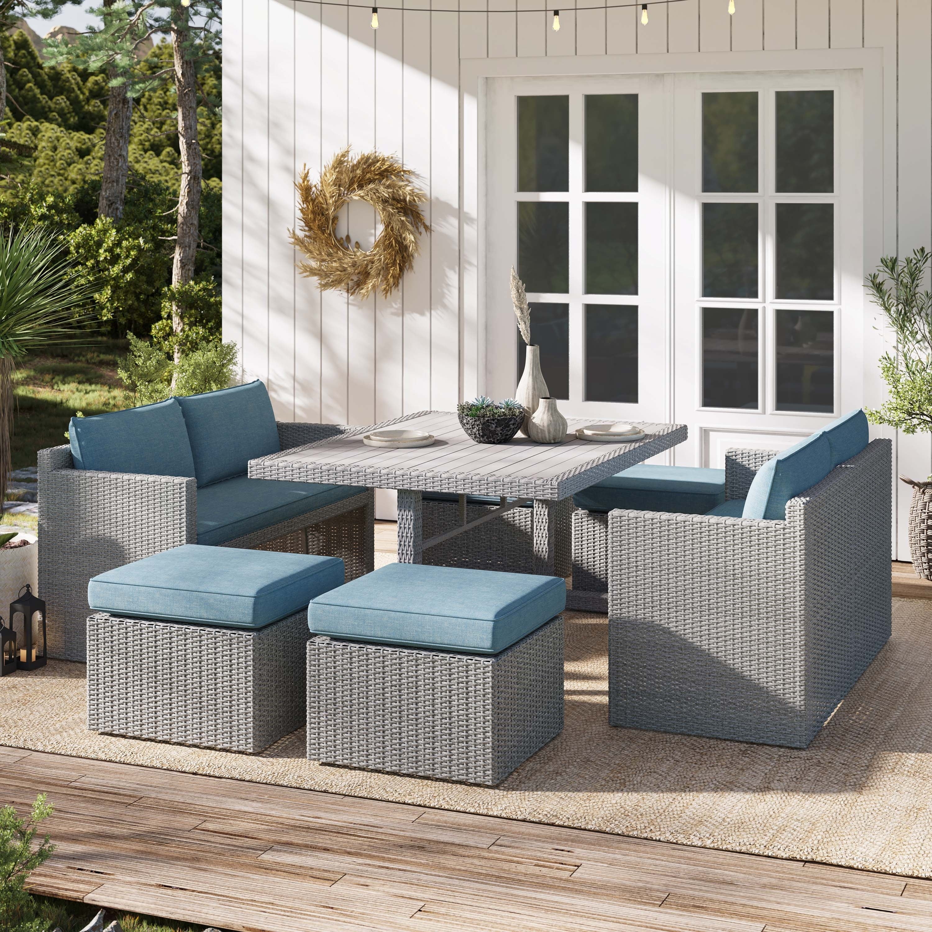 Corvus Martinka Aluminum 7-piece Wicker Outdoor Patio Dining Set