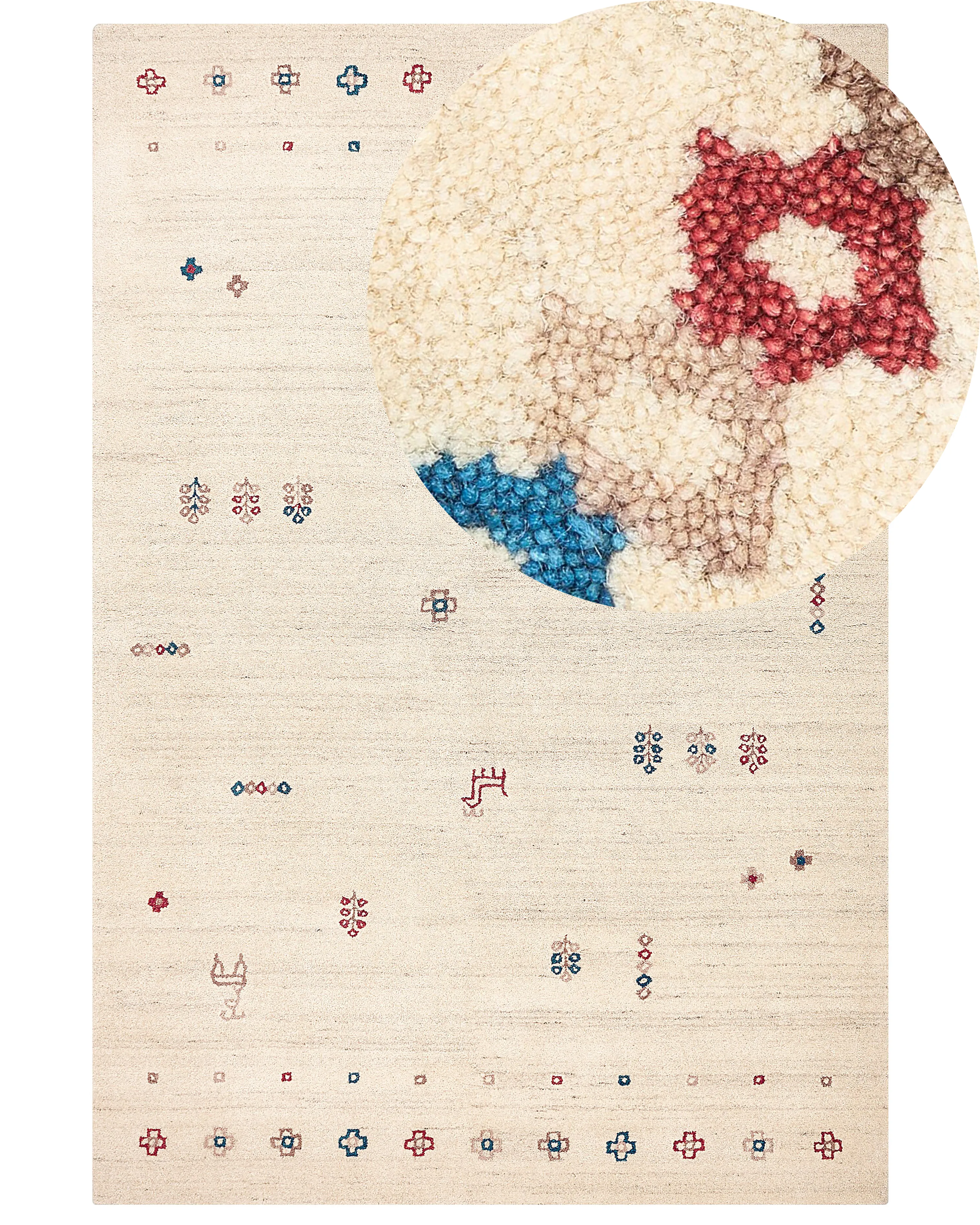 Rug SULUCA Beige 140 x 200 cm Wool Gabbeh