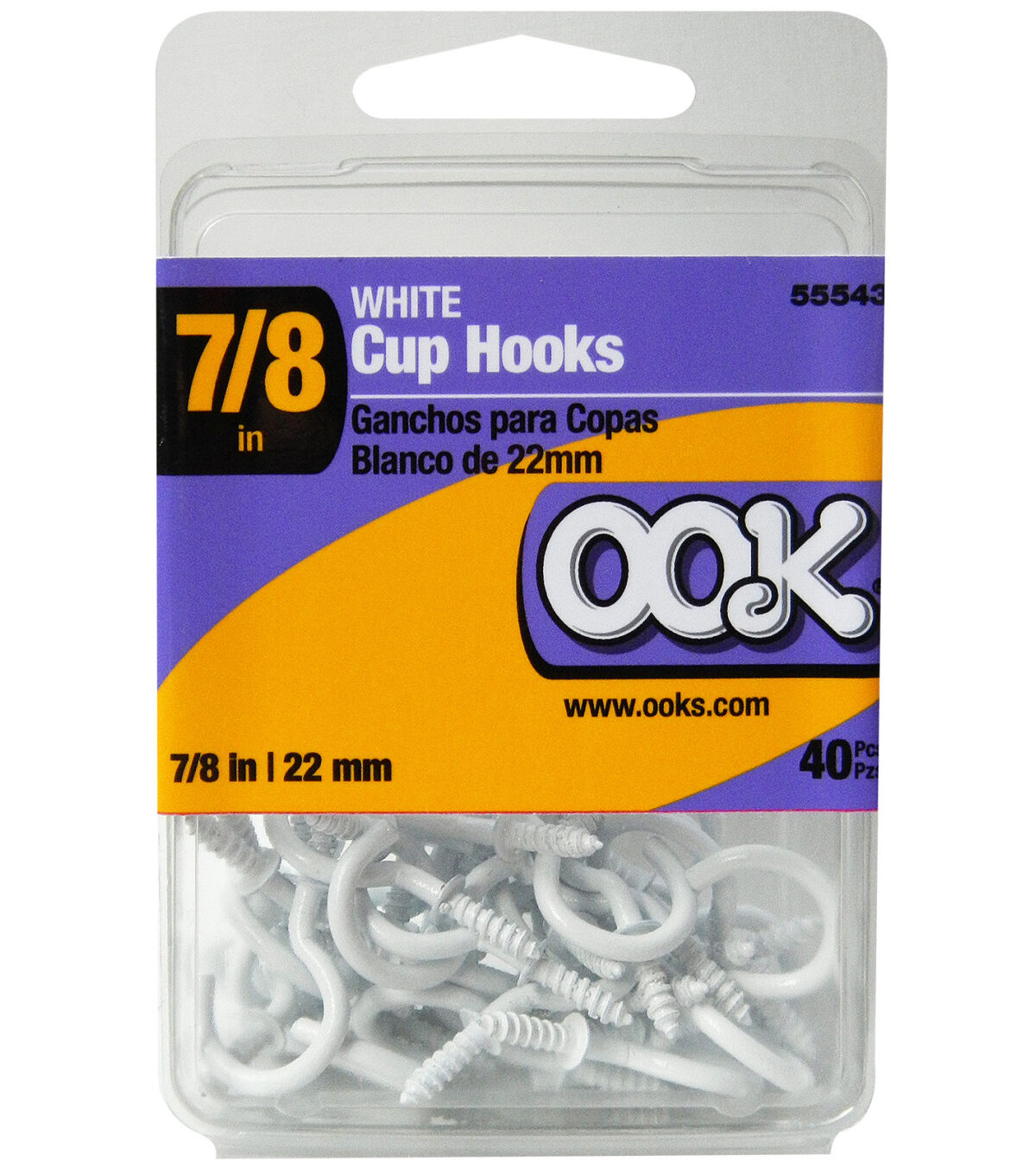 Ook 7/8 White Cup Hooks 40pk