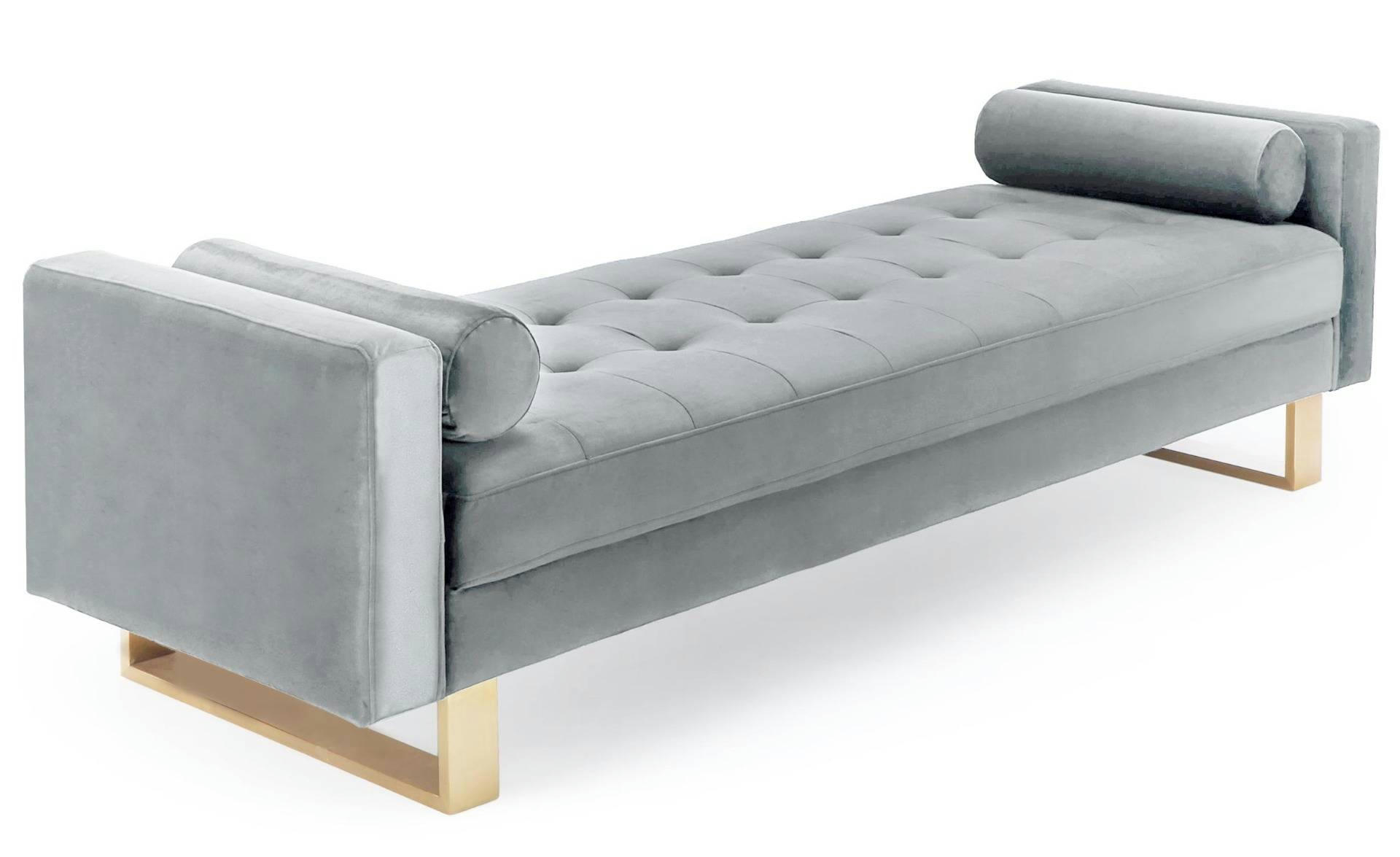 SHELL - Banquette capitonnée velours argent