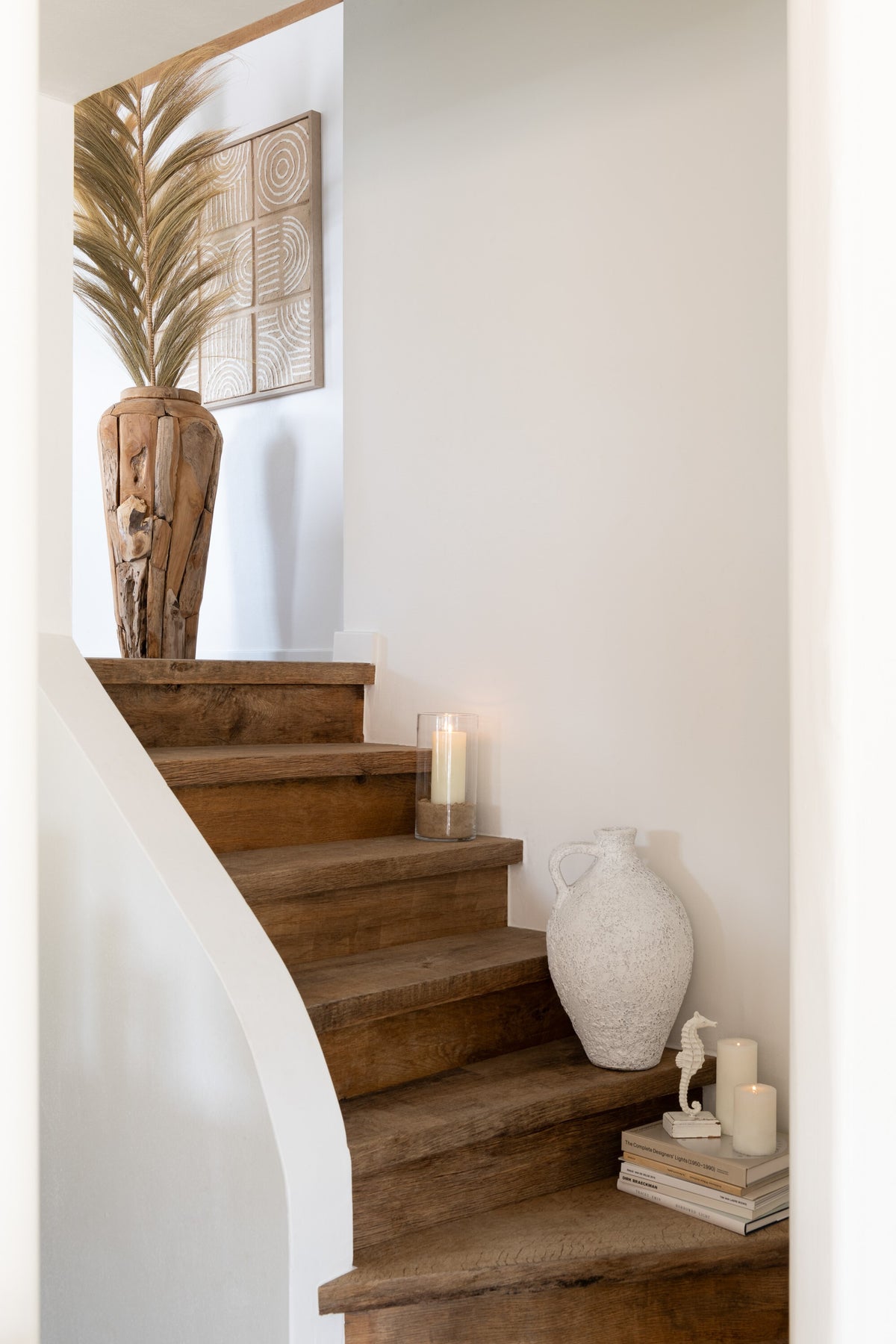 J-Line vaas Teakhout - naturel - small - 92 cm hoog