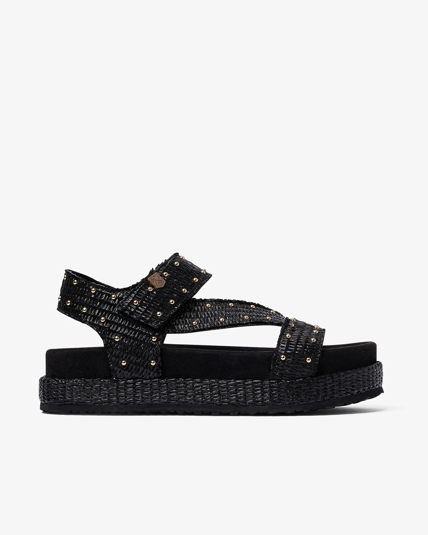 Sandalia Niana Tachuelas Rafia Negro