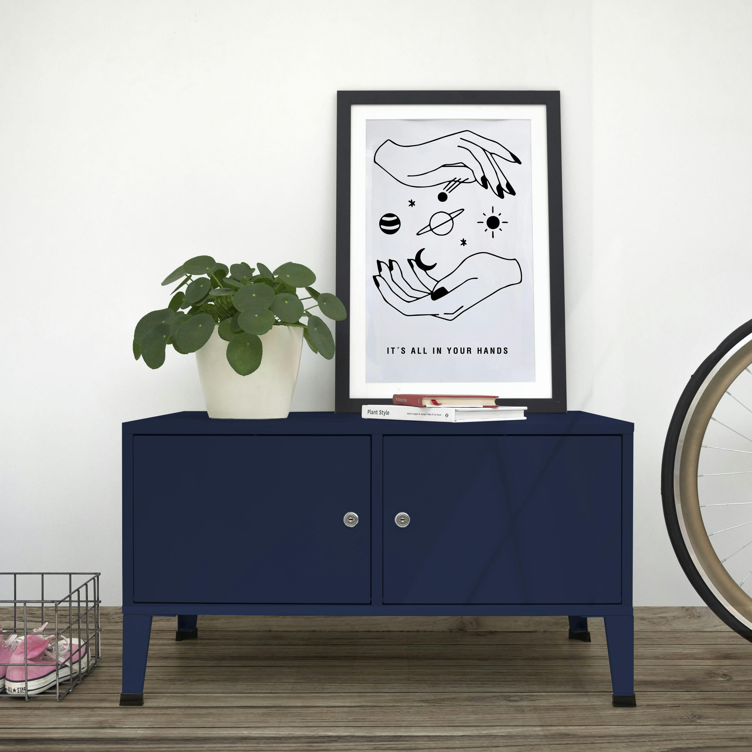 TAQUILLA - Commode casier en acier bleue