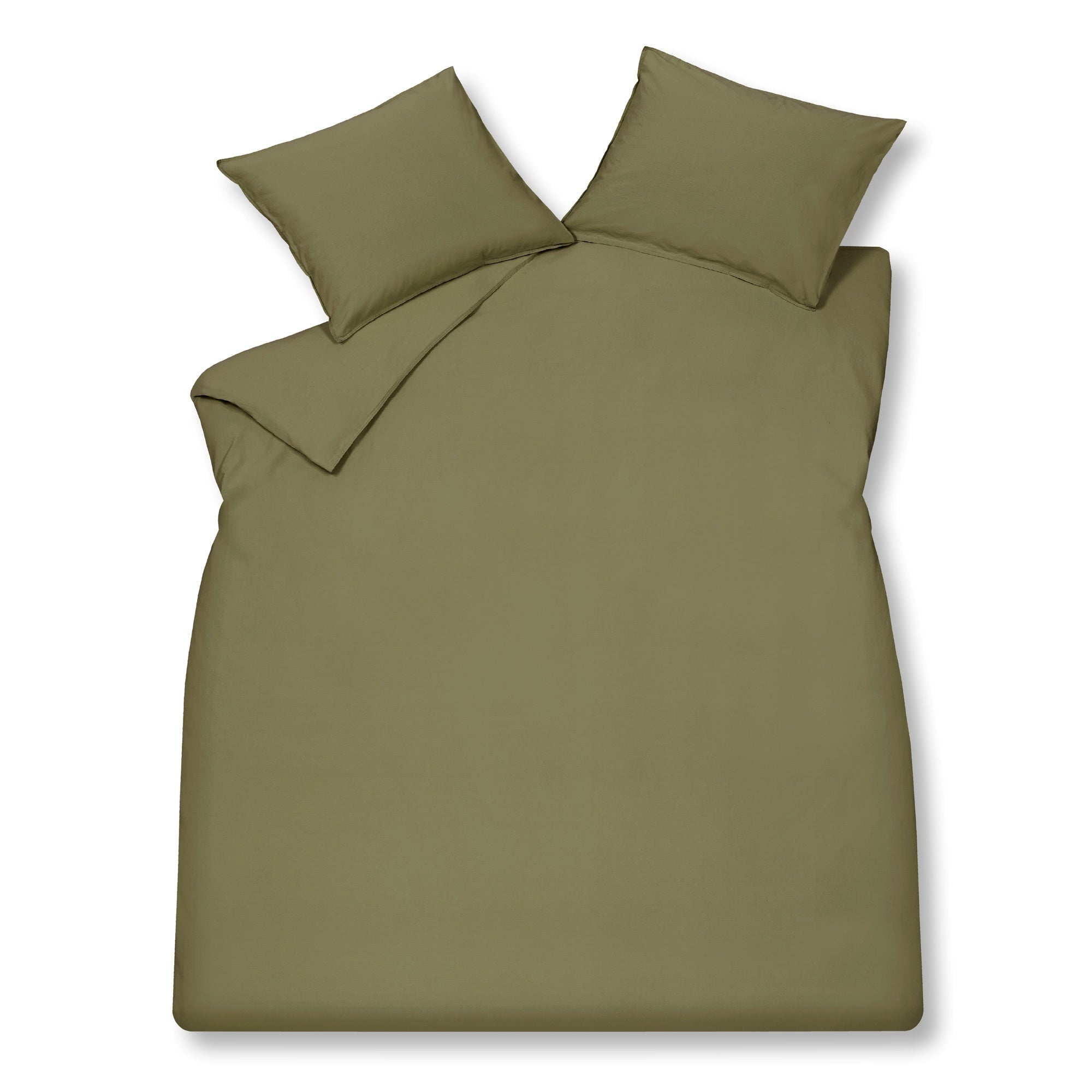 Washed Cotton Dekbedovertrek Martini Olive   140 x 200 220 cm   Groen