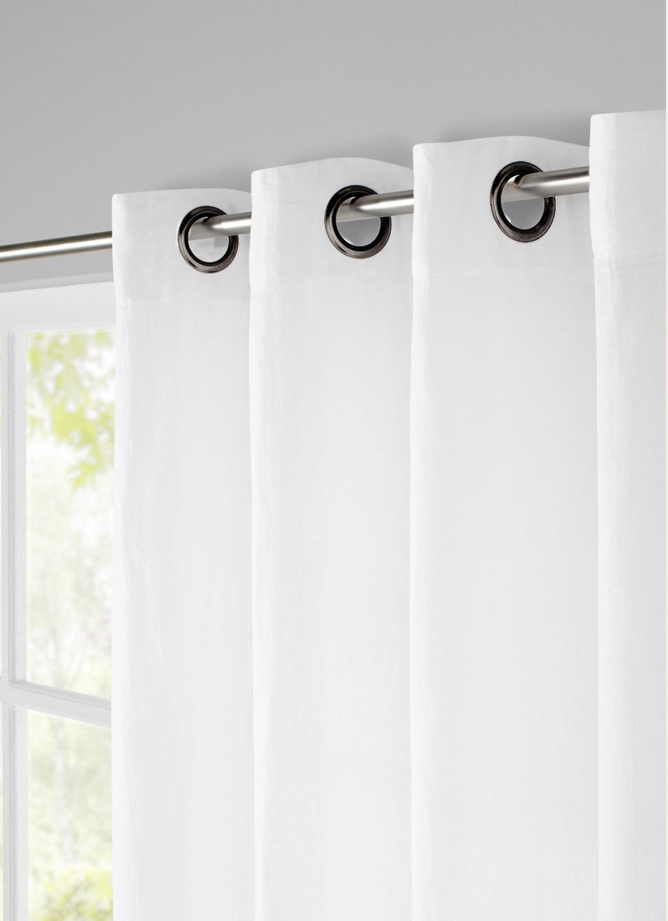 RIDEAU EN LIN LAVÉ UNI BLANC