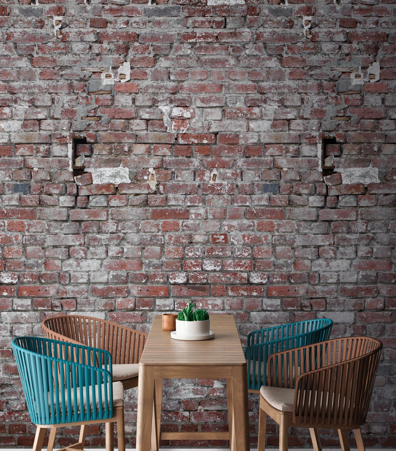 One Wall one Role fotobehang steen rood, grijs, wit en zwart - 159 x 280 cm - AS-383371