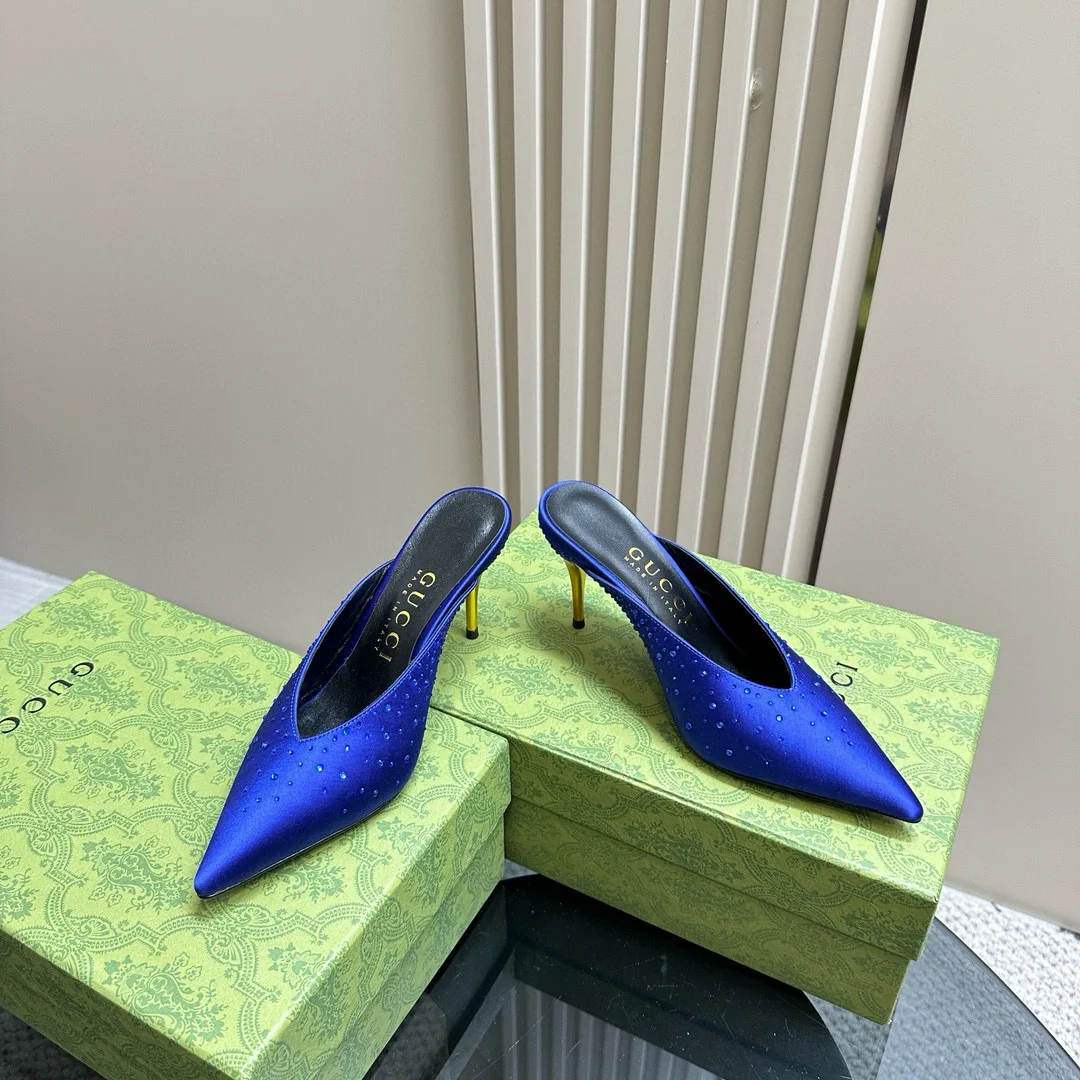 Gucci Pointed Toe High Heel Slippers Slide Sandal