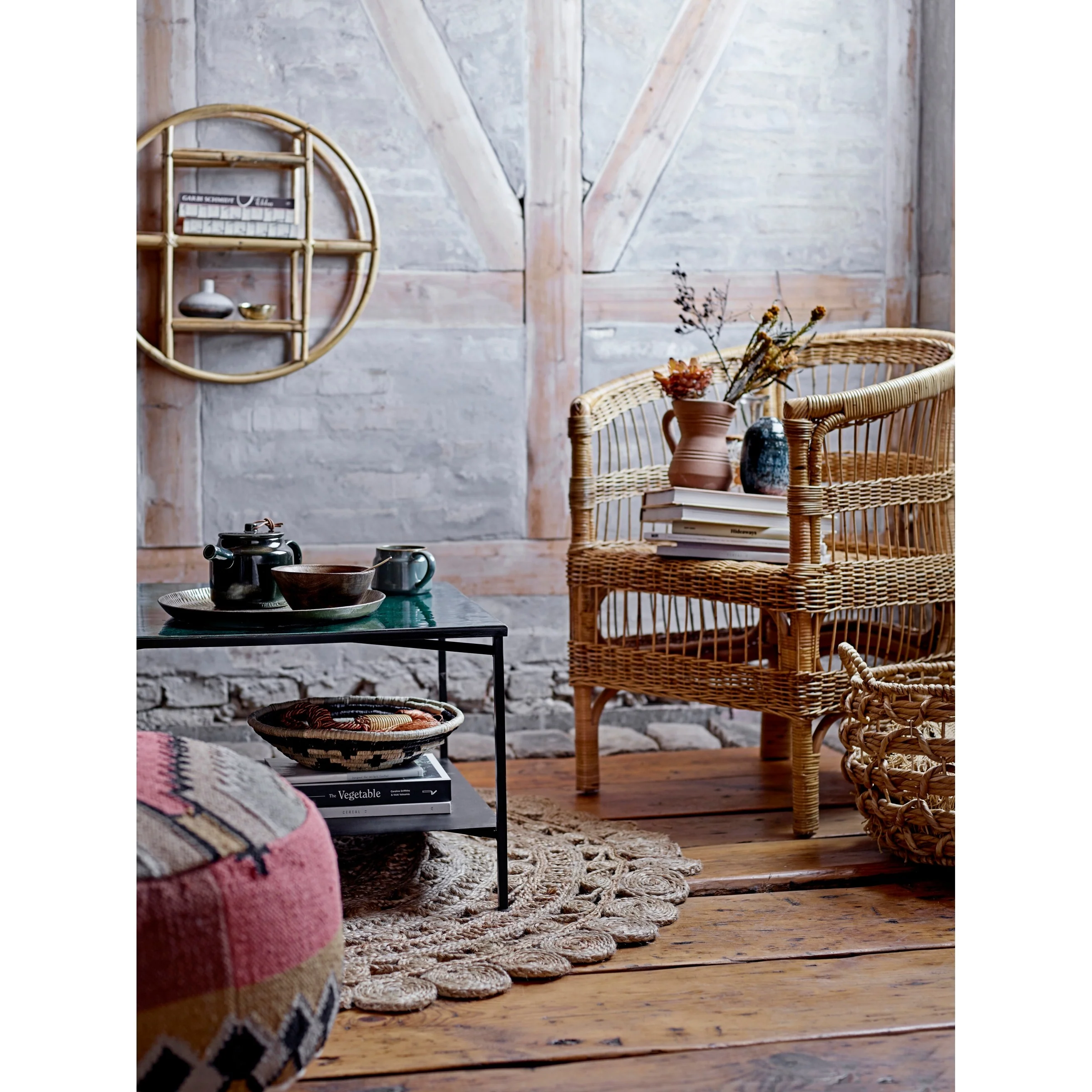 Multicolor Handwoven Cotton Kilim Pouf