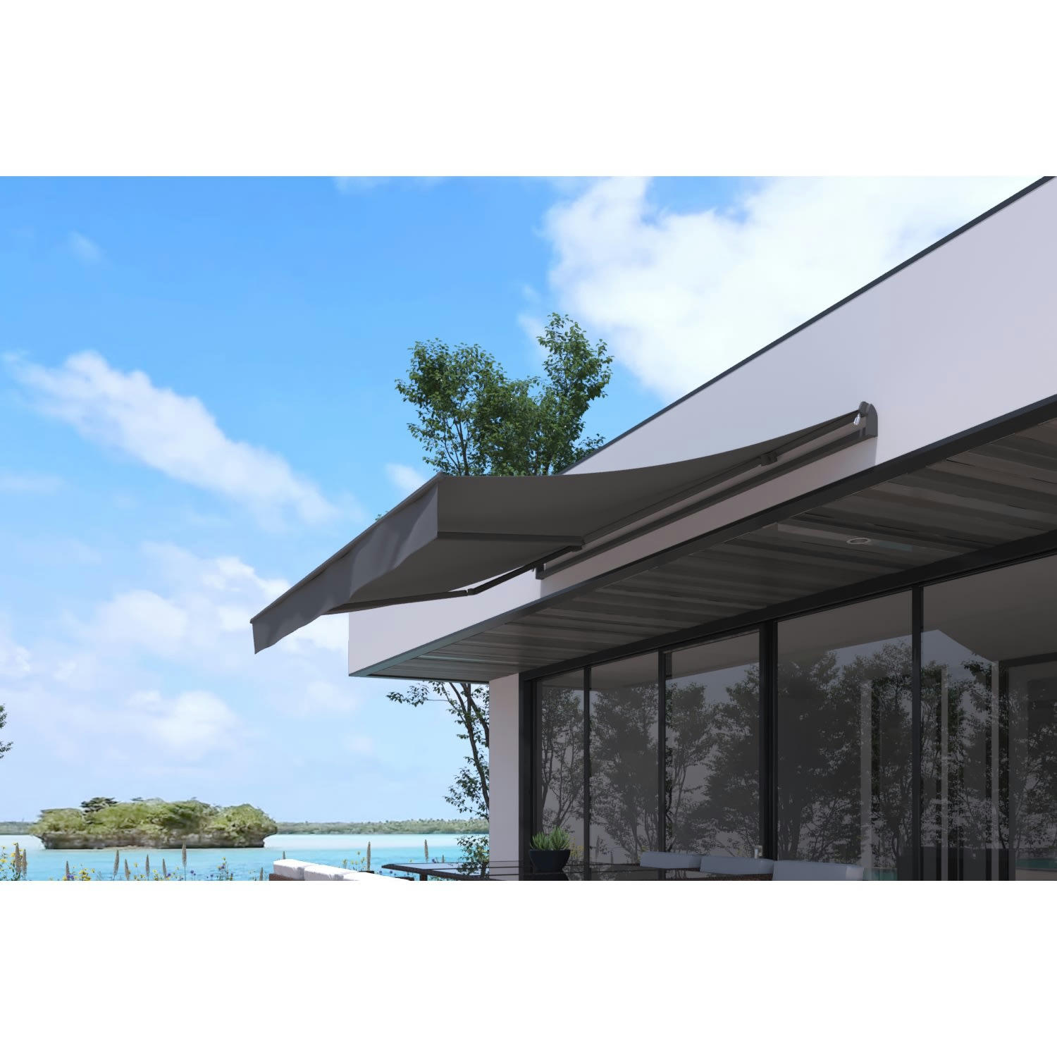 ADRO - Store banne manuel 3 x 2 m gris