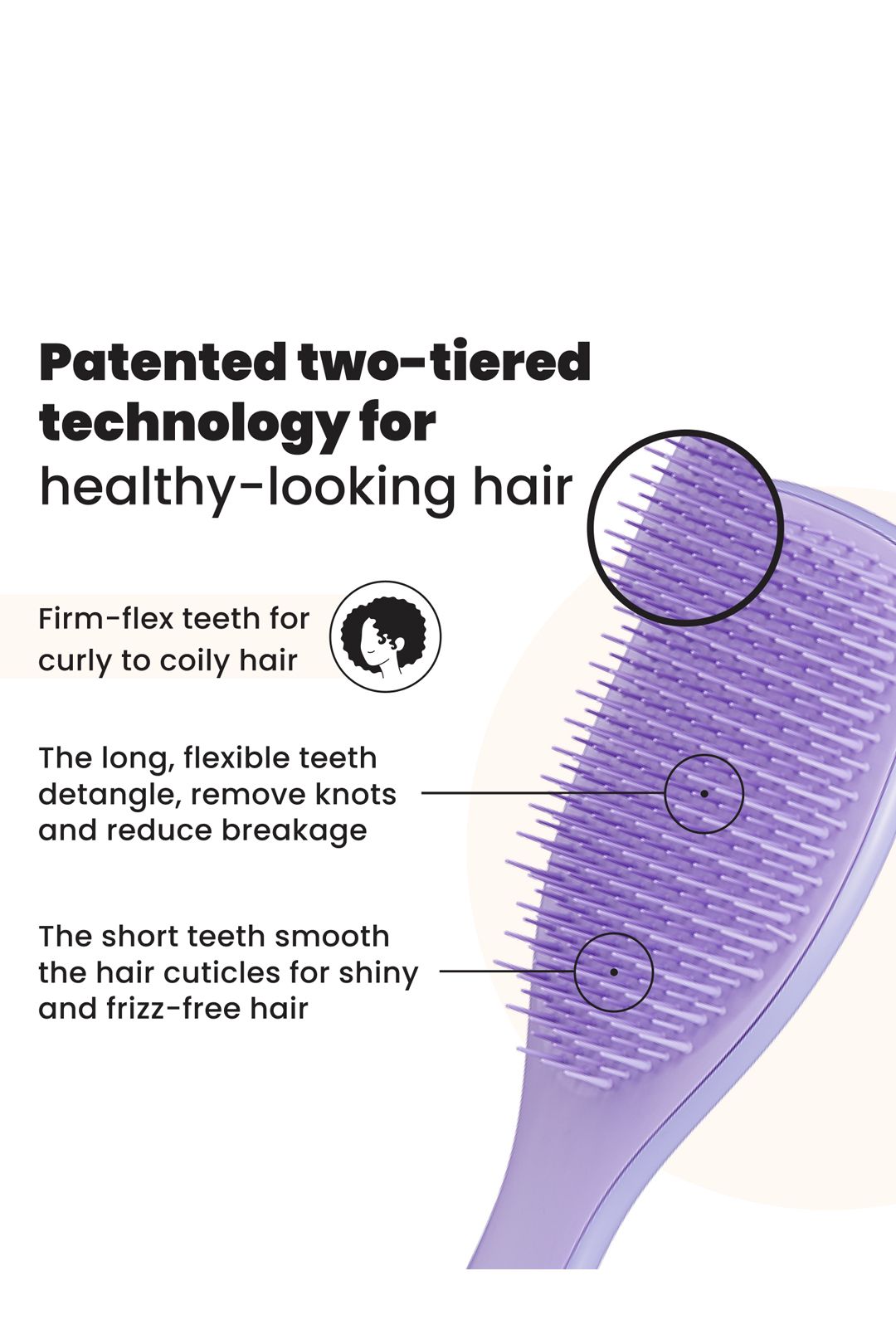 Tangle Teezer The Wet Detangler Hairbrush Naturally Curly - Purple Passion