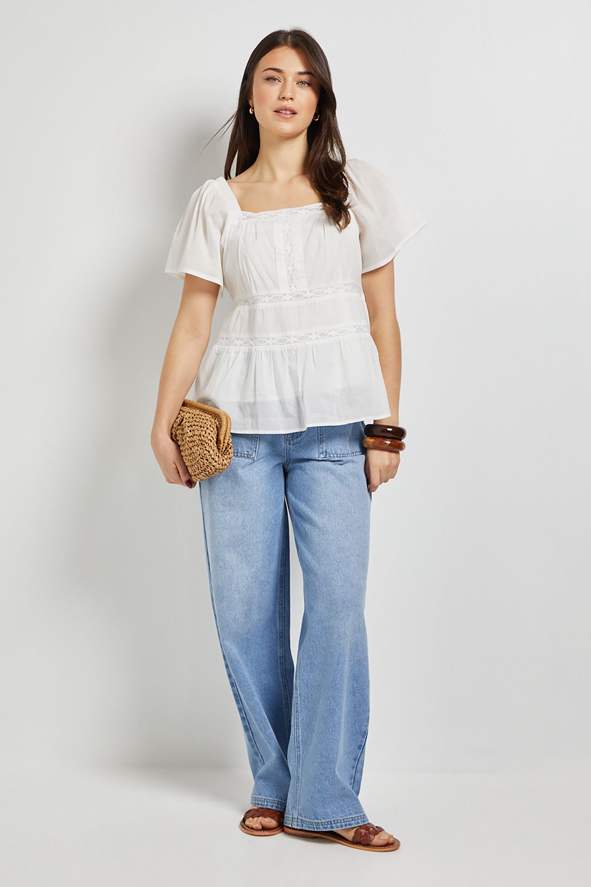Dorothy Perkins Lace Insert Angel Sleeve Top