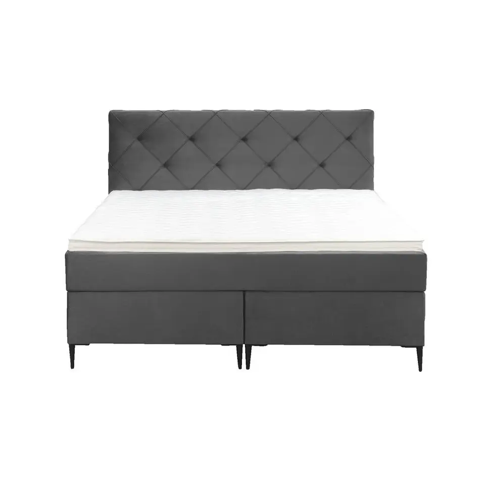 Boxspring Liv geruit - grijs - 140x200 cm - slanke poot