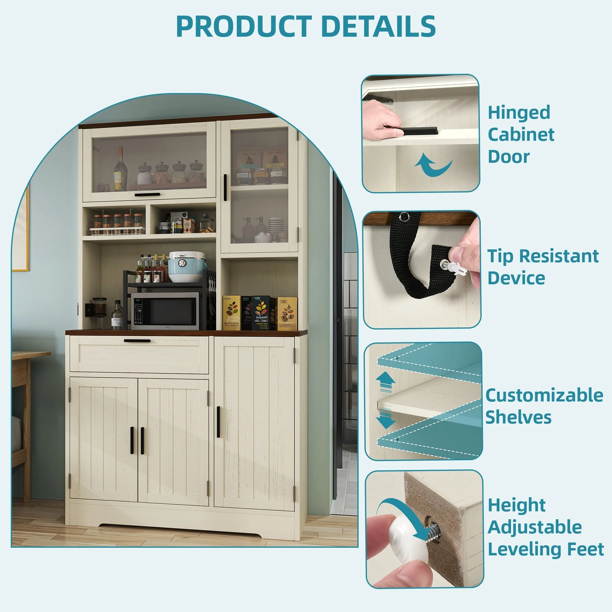 68 Tall Kitchen Food Pantry Cabinet Kitchen Storage Cabinet