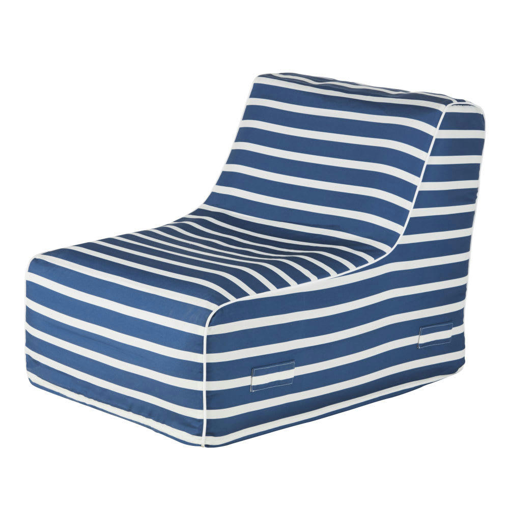 BANDOL - Fauteuil gonflable bleu nuit et blanc