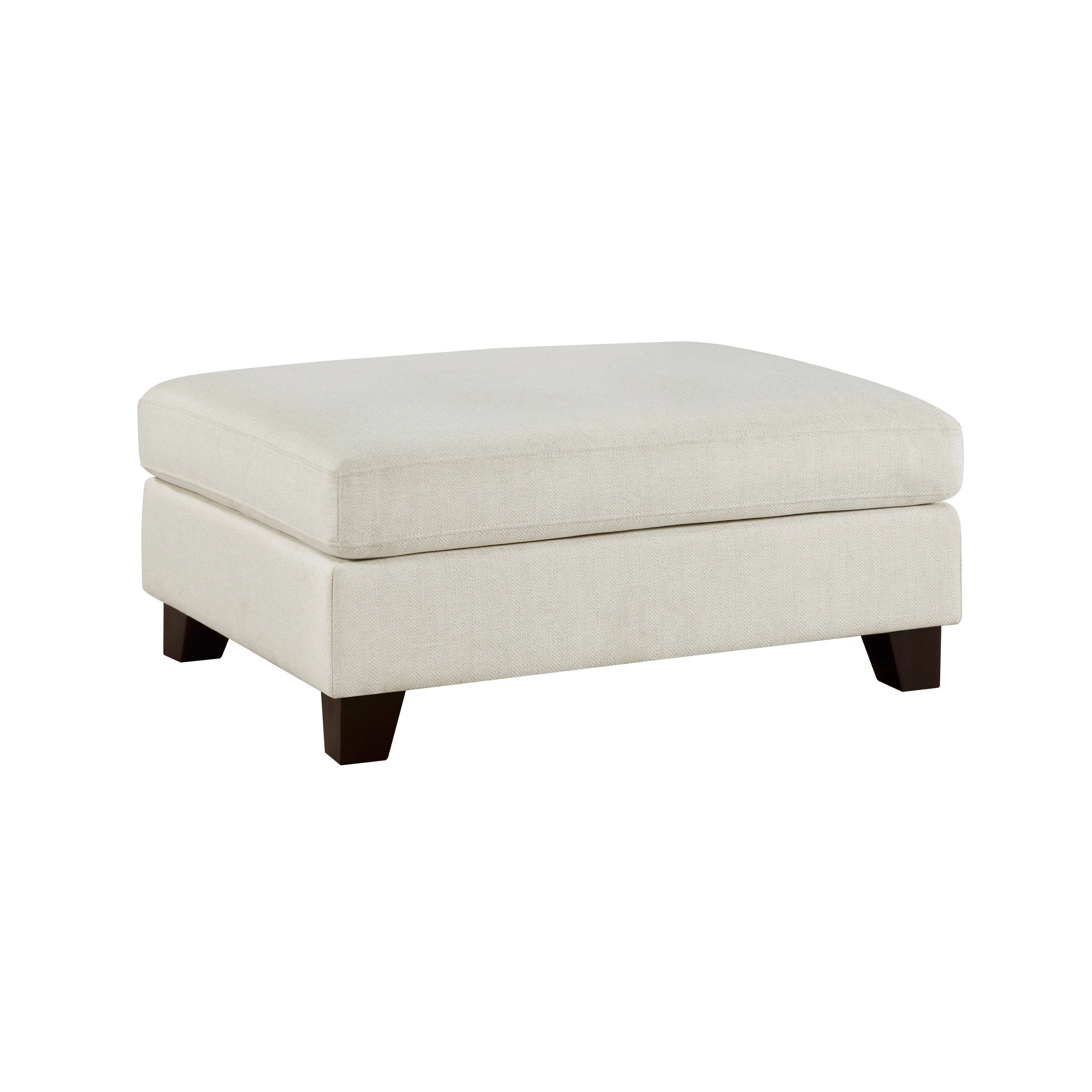 Ivory Fabric Upholstered Ottoman Cushion Seat Modern Living Room Furniture 1pc Solid Wood Legs