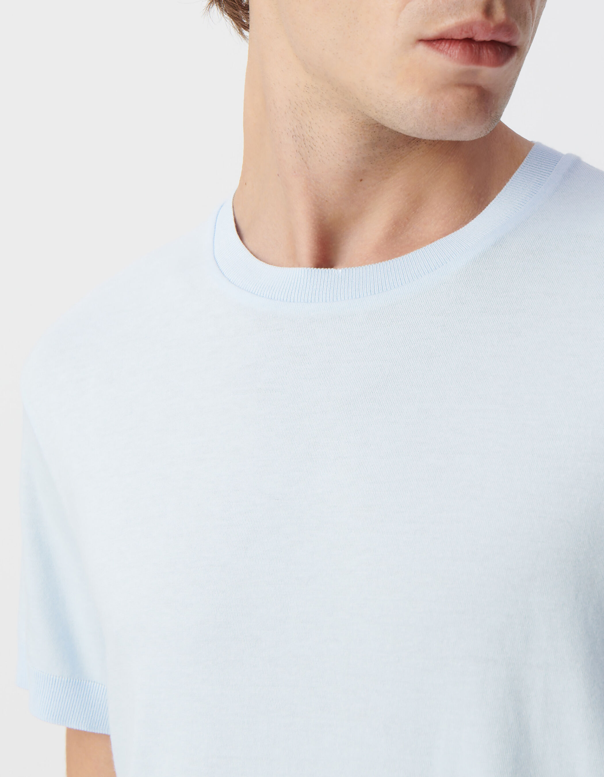 T-shirt ciel col rond en coton modal Homme