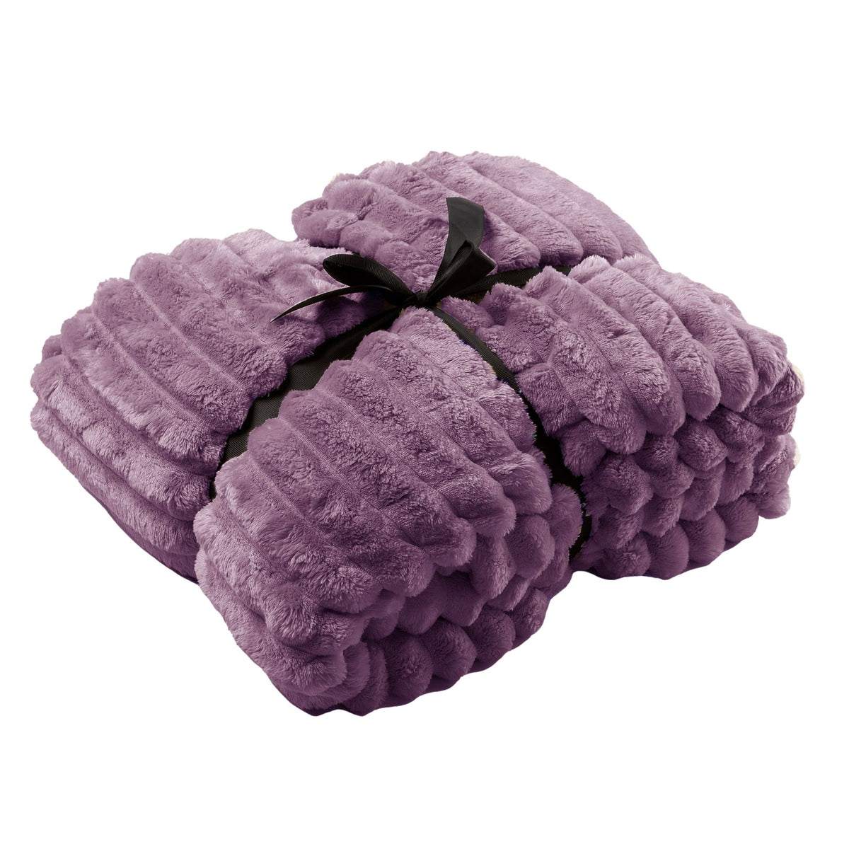 RICKY - plaid 150x200 cm - geribd fleece - superzacht - Dusky Orchid - paars
