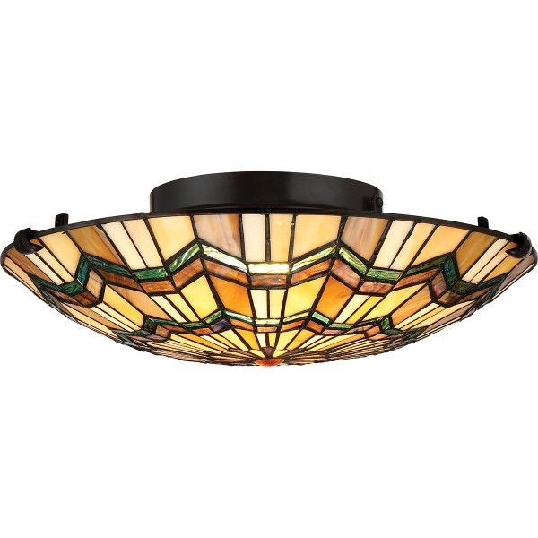Plafon witrażowy multikolor okrągły 42,1cm Alcott 2xE27x60W IP20 Quoizel