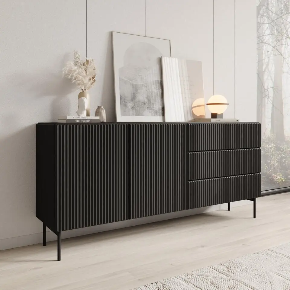 Meubella - Marajo - Dressoir - Zwart - 177 cm