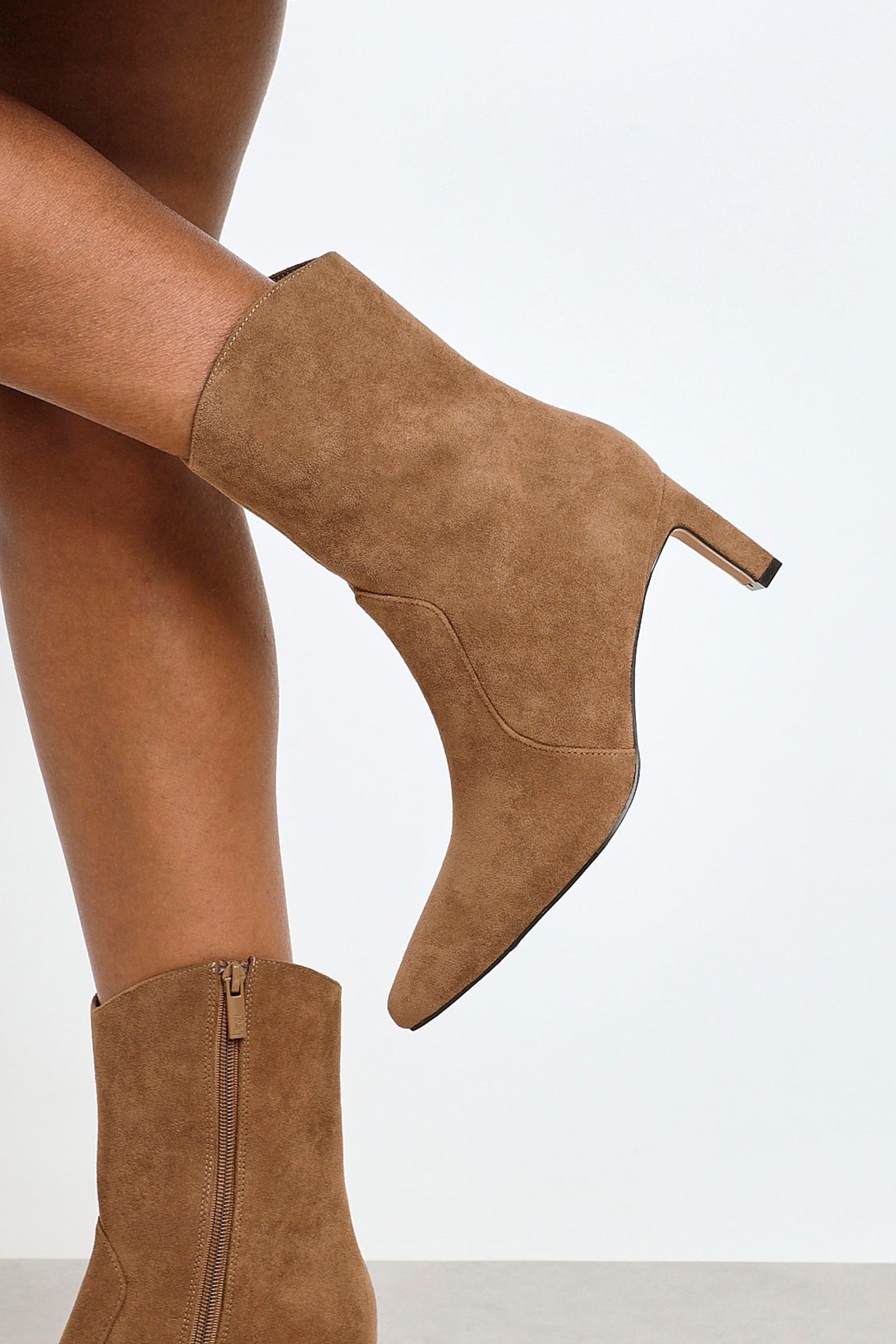 Linzi Calabasas Sand Faux Suede Western Inspired Heeled Boot