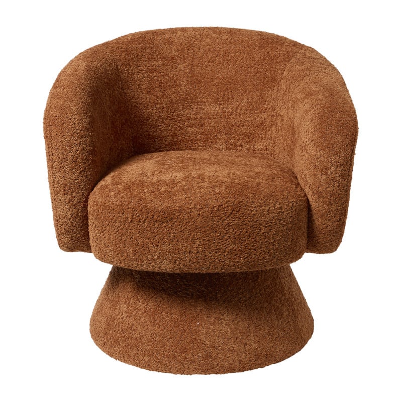 Draaifauteuil boucl&eacute; - bruin - 74x68x66 cm