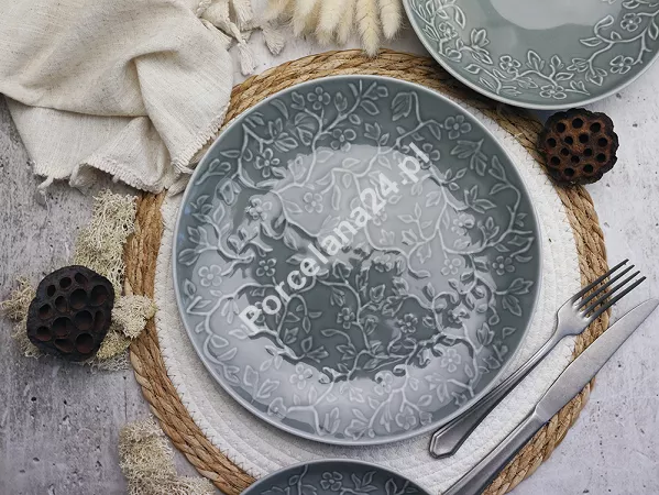 Serwis obiadowo-herbaciany na 6 osób (26 el) Lubiana - Hanami Kamienna Szarość
