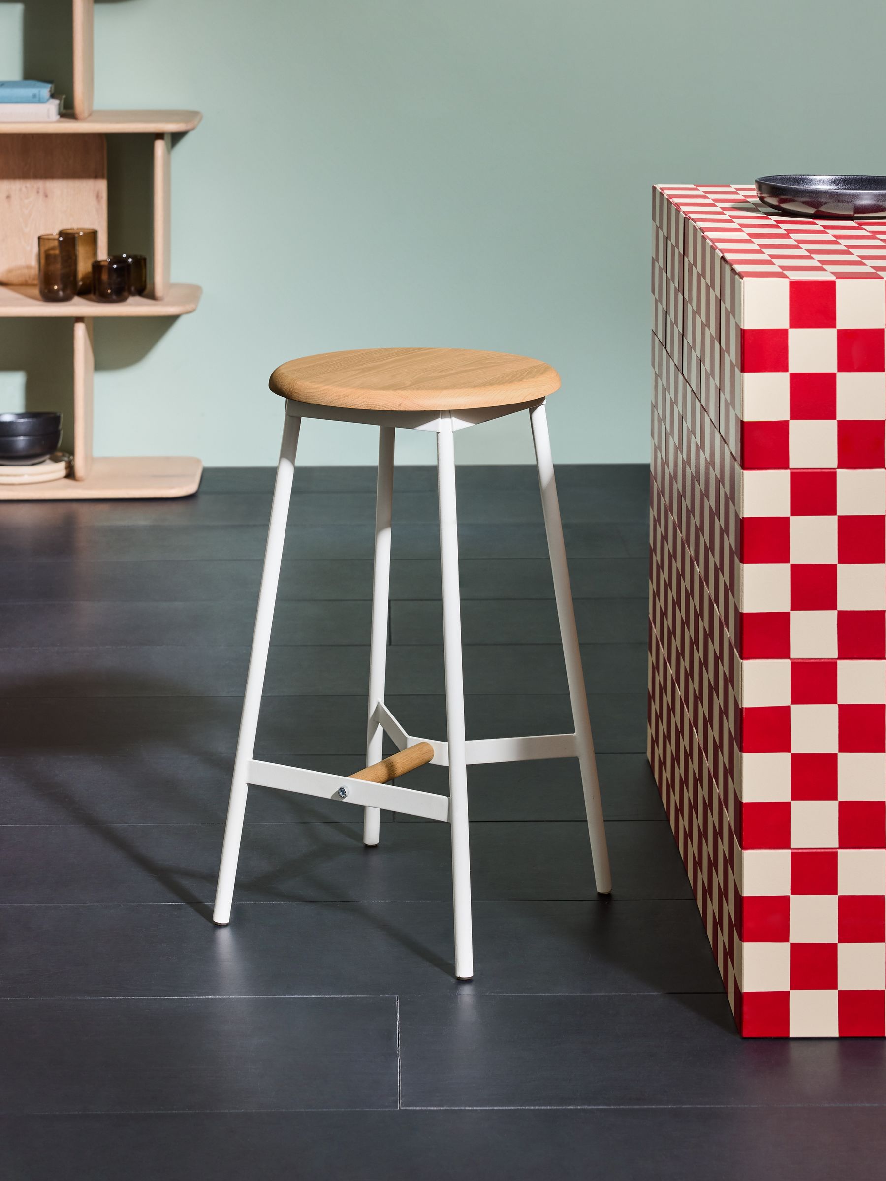 Kabin Bar Stool in White and Oak