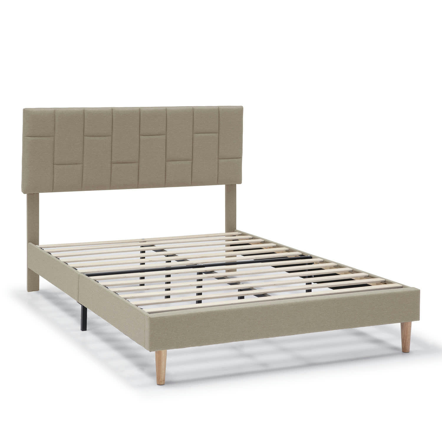 SORNI - Cadre de lit rembourré 30 cm, 135/140x190 cm, Beige