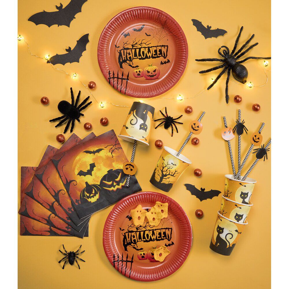Serviette papier x20 Halloween citrouille orange et noir 33x33cm