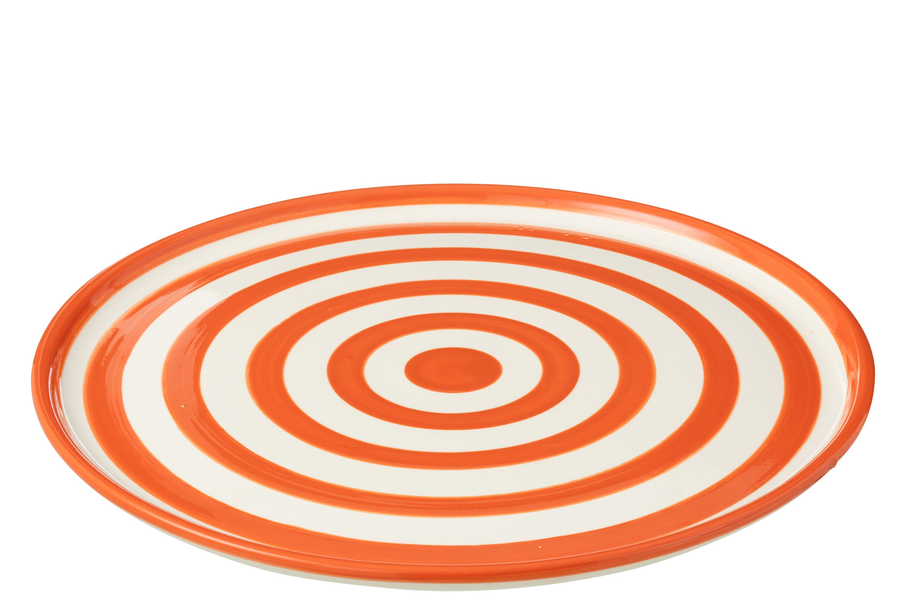 J-Line bord Granada Stripes - keramiek - wit/oranje