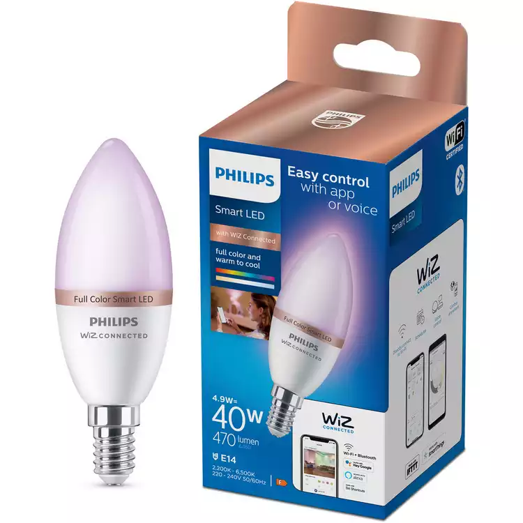 Philips WiZ E14 Colour Smart LED Wi-Fi Candle Bulb
