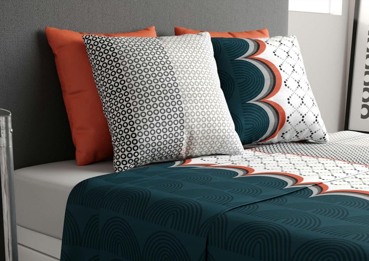 ANTAN - Parure de drap coton gris 180x290 cm