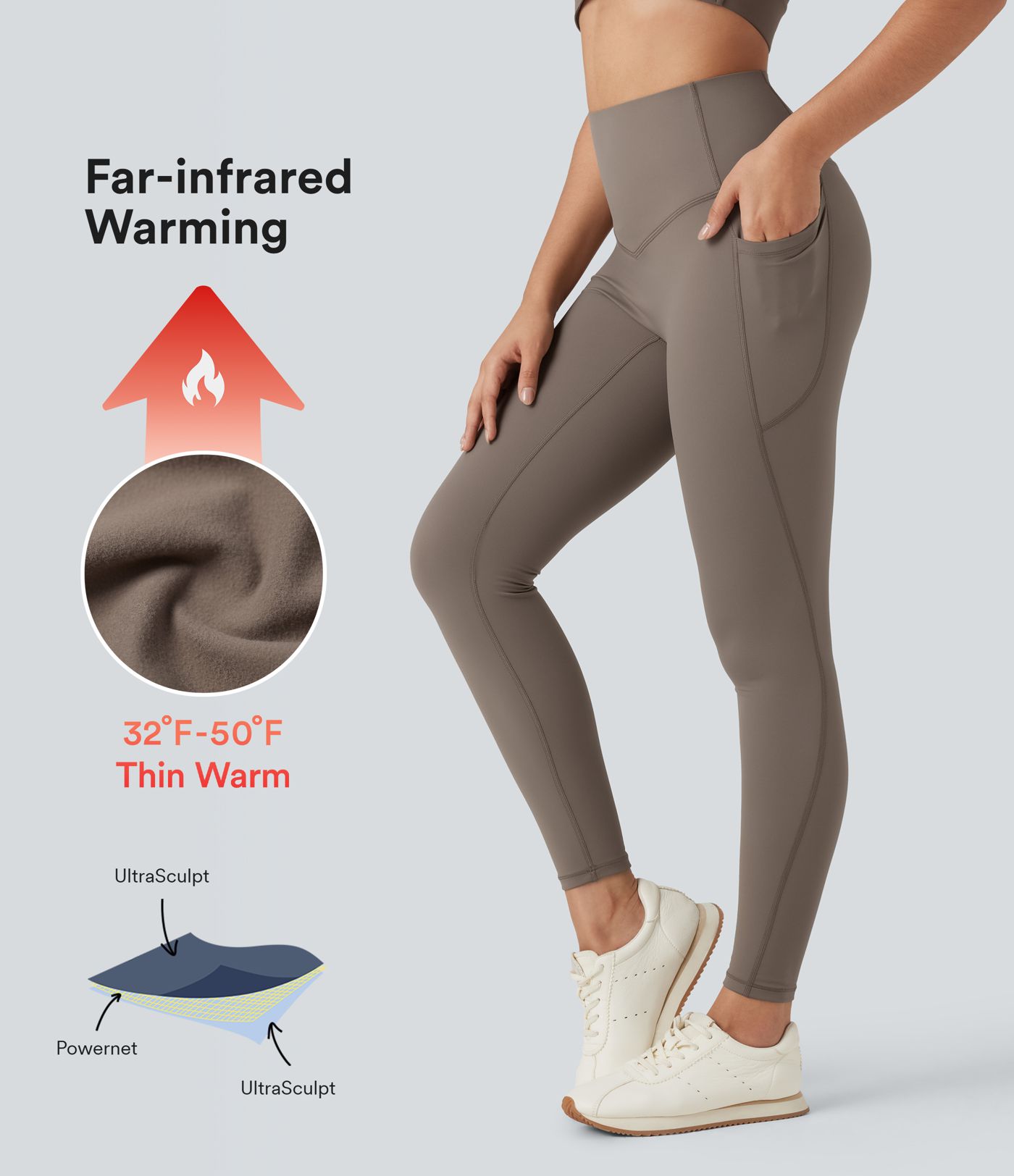 Legging yoga polaire thermique gainant taille haute Halara UltraSculpt™ Heat avec poches