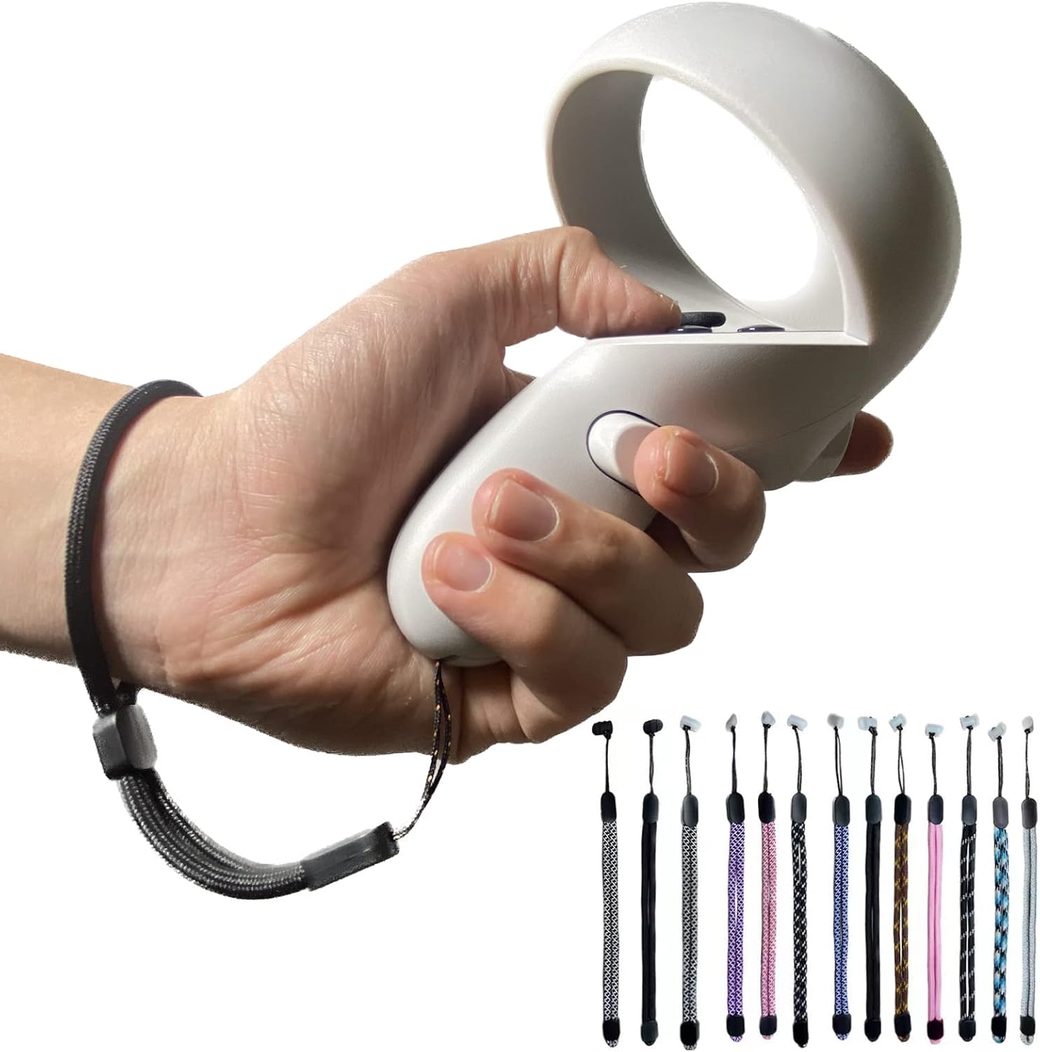 Improved Replacement Wrist Straps for Oculus Quest 2 Gen Controller, Sturdy Comfy Adjustable Hand Strap for Oculus 2, Easy Attach White Resin Stopper for Oculus Controllers